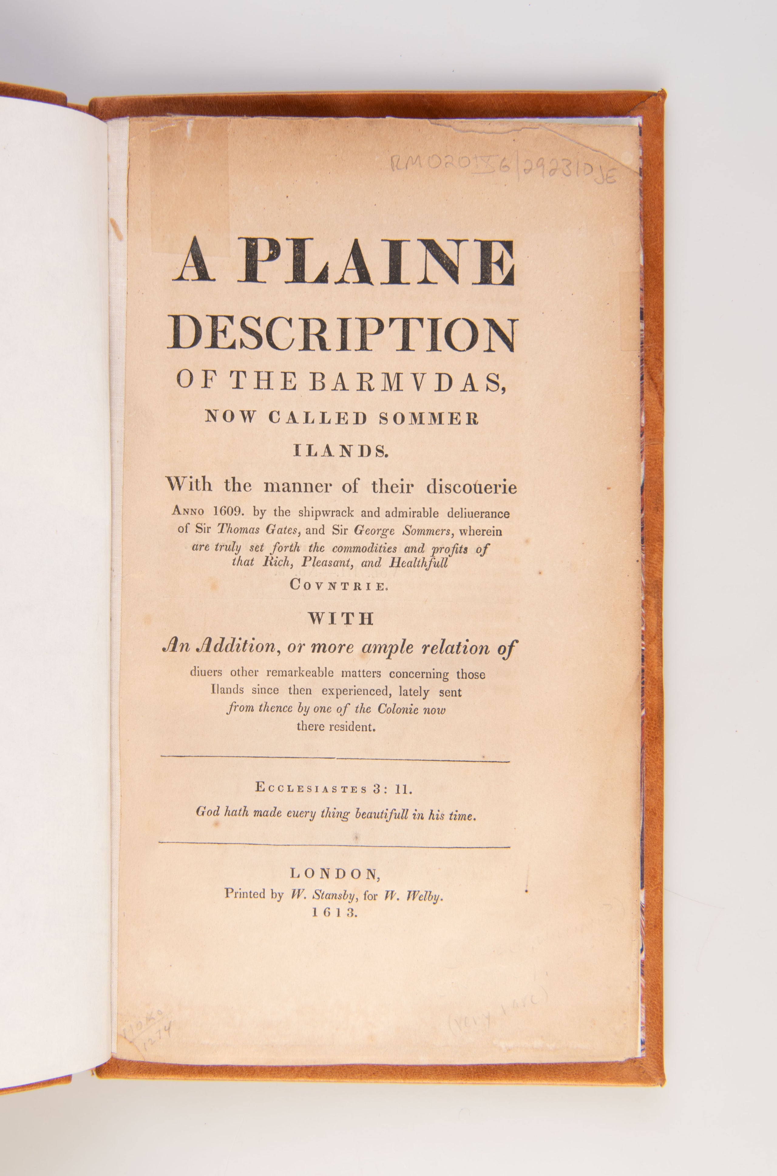 A Plaine Description of the Barmudas, now called Sommer Ilands.