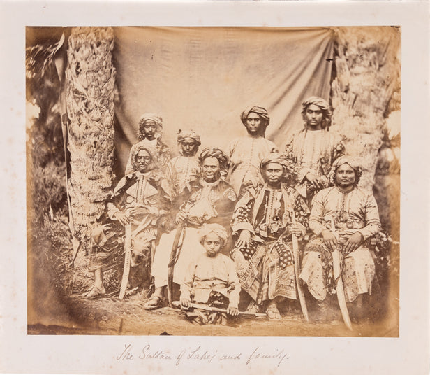 Three original photographs: the Sultan of Lahej, the Sultan with his family, the Sultan's palace.