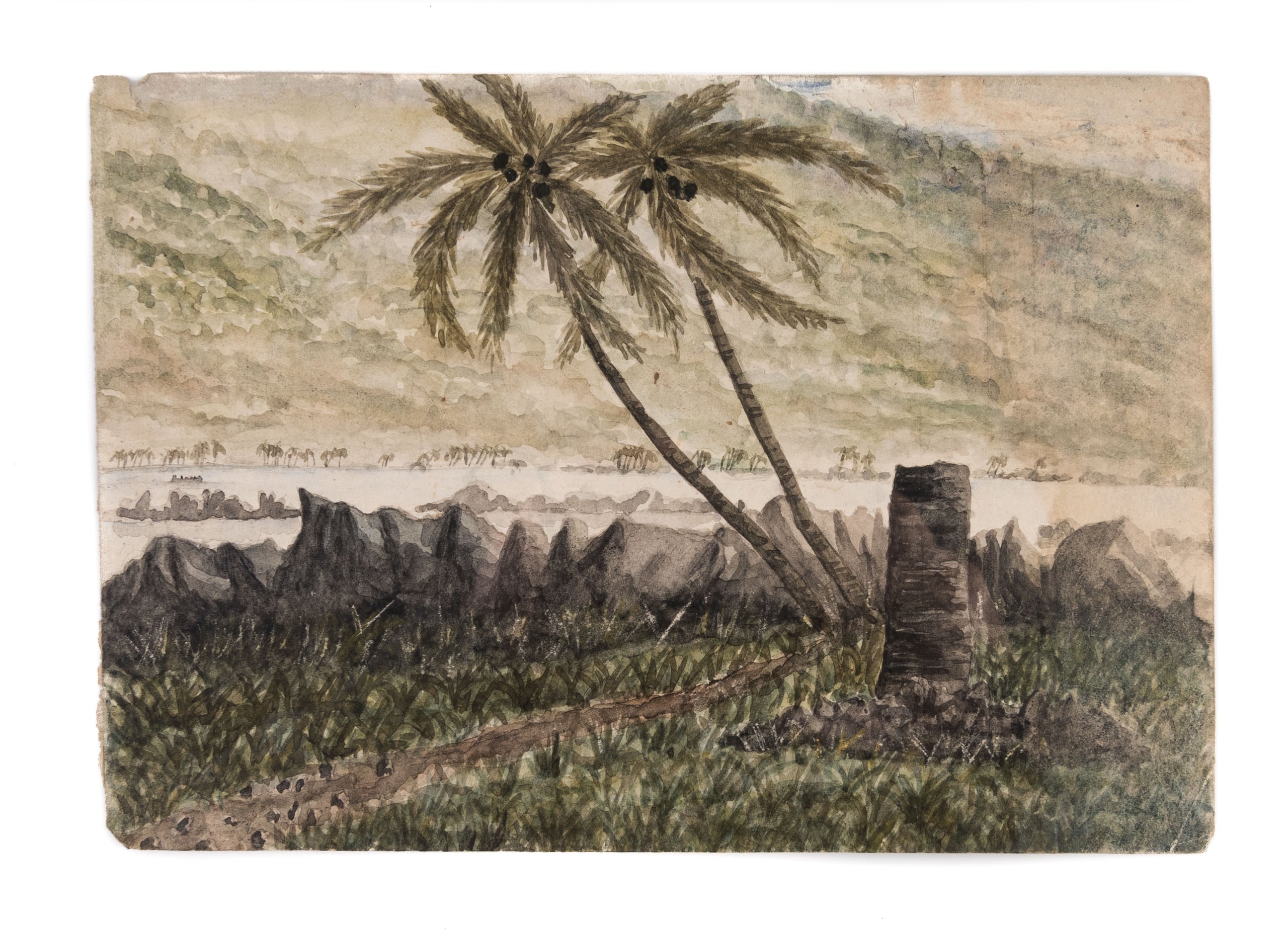HMS Calypso hove to for a Pilot outside the reef. Honolulu, Oahu Sandwich Islands.
