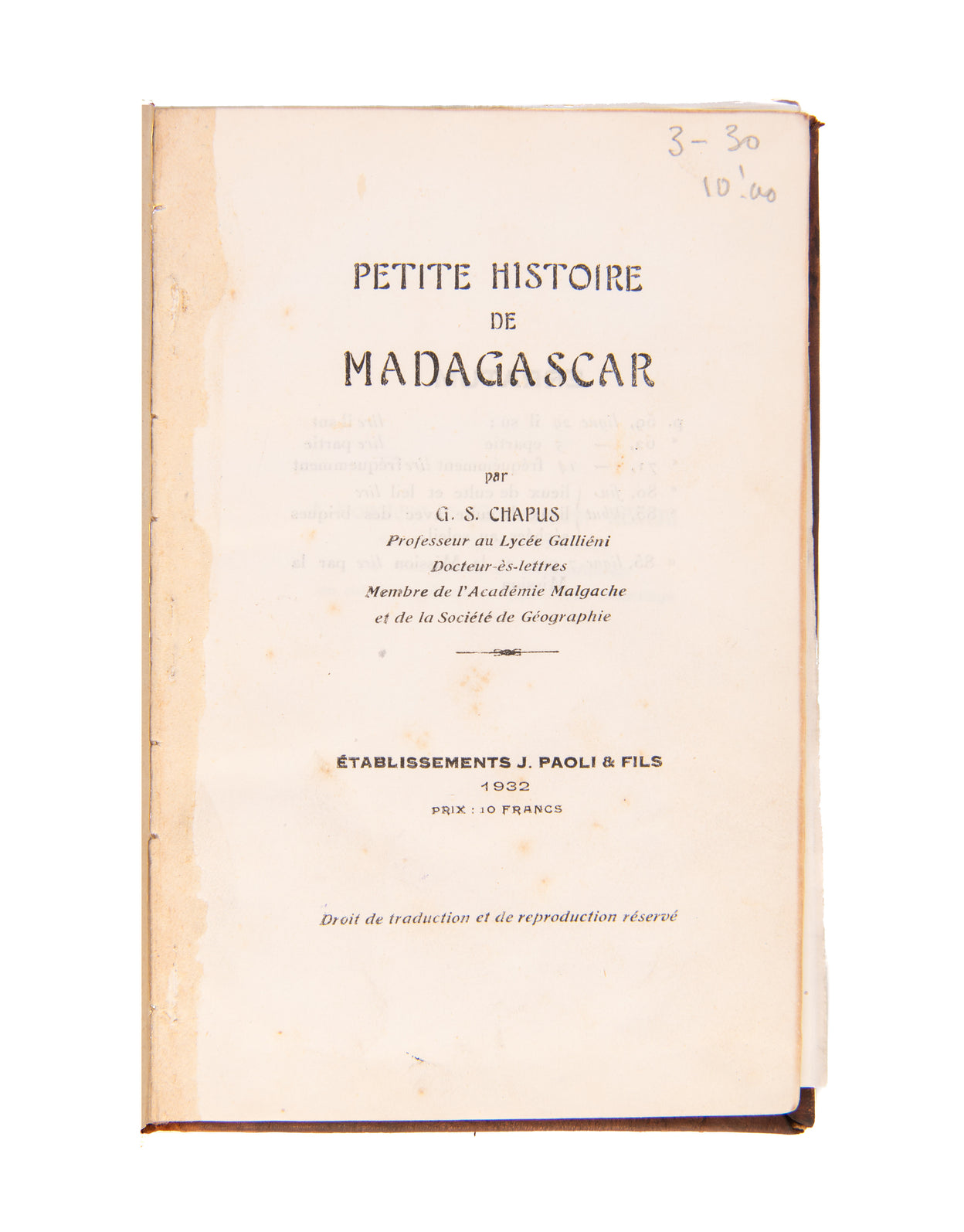 Petite Histoire de Madagascar.