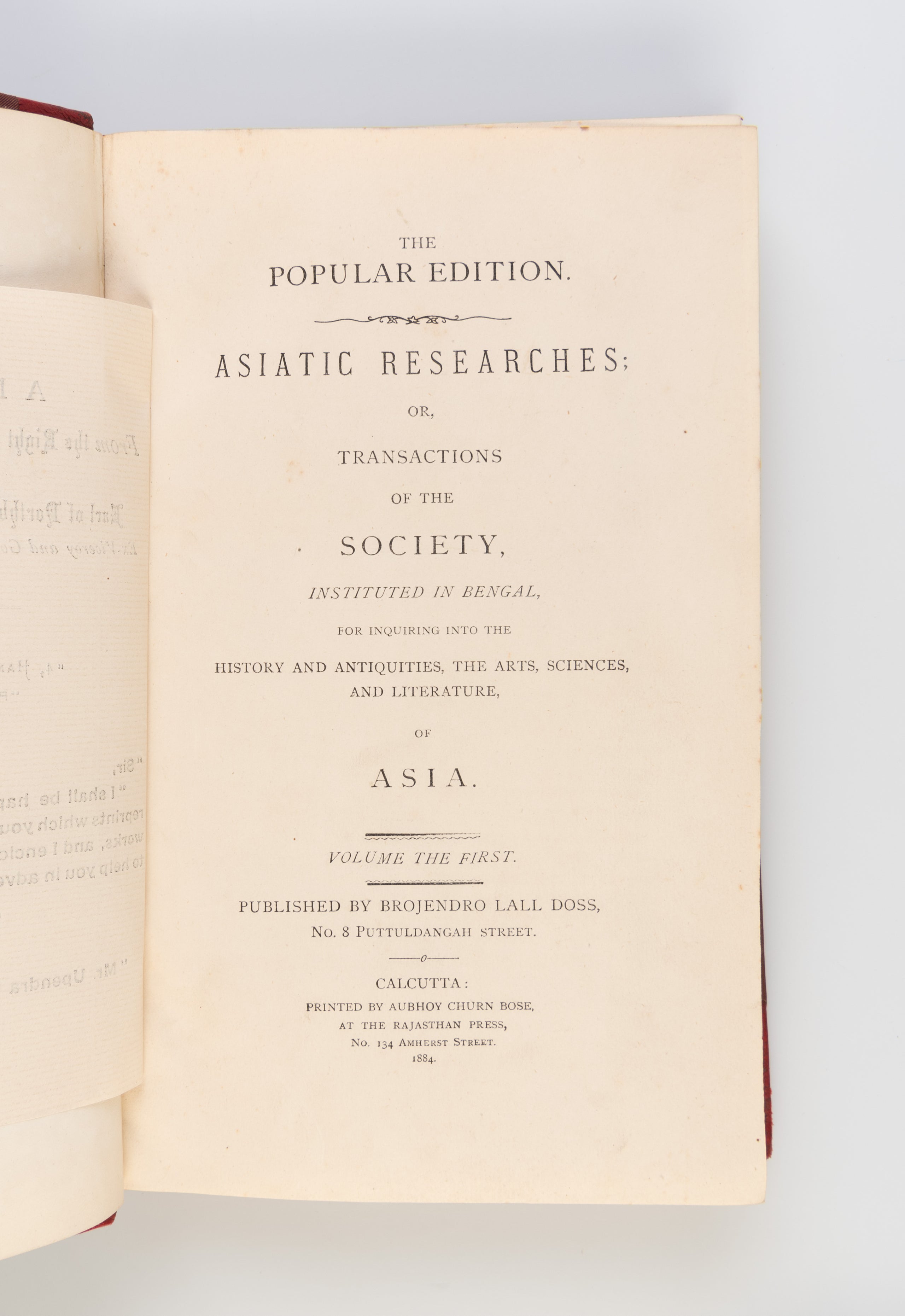 Asiatic Researches. Or Transactions of the Society, instituted in Bengal, for inquiring into the History and Antiquities, the Arts, Sciences, and Literature, of Asia.