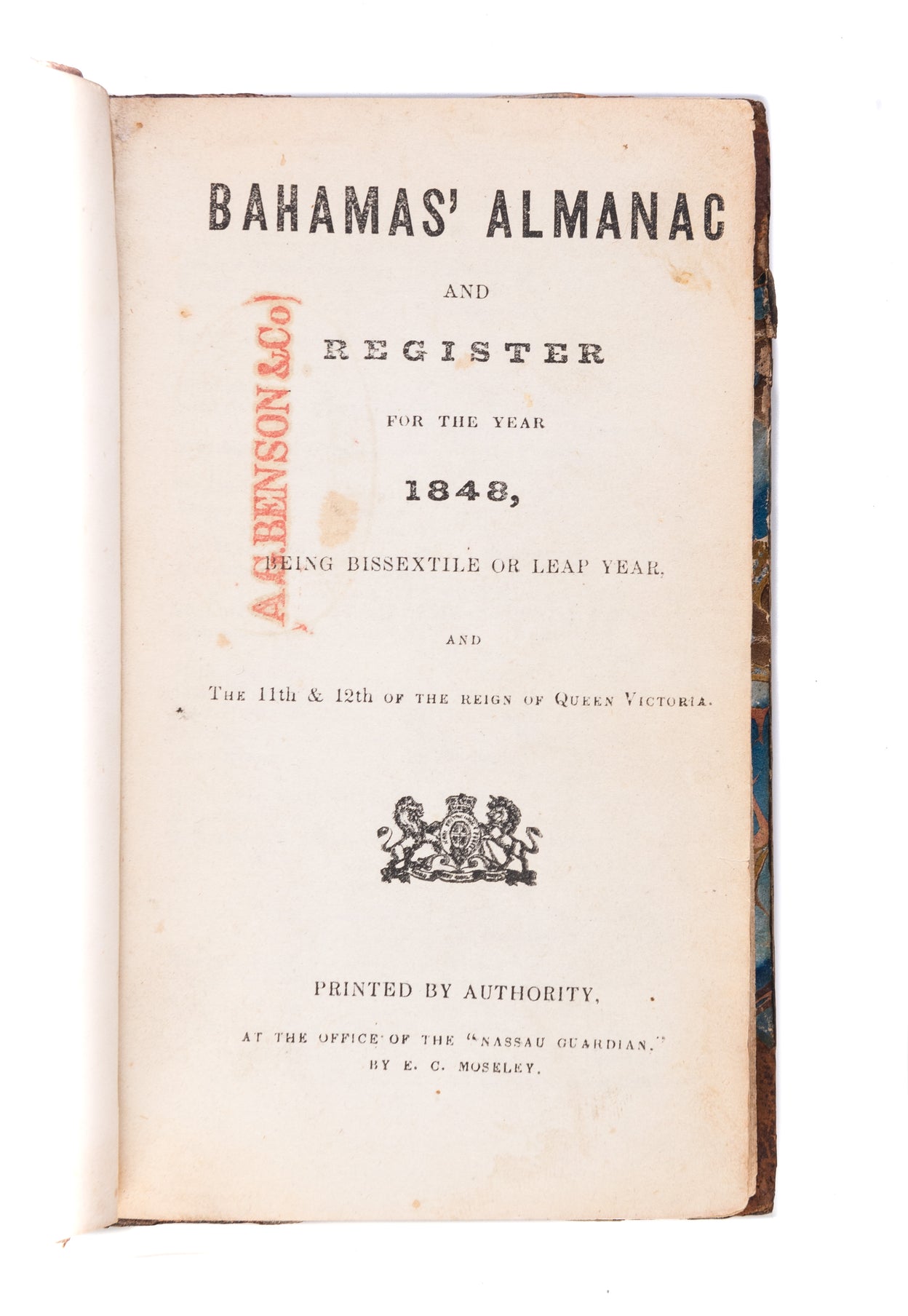 Bahamas' Almanac and Register for the year 1848, being Bissextile or leap year and the 11th & 12th of the reign of Queen Victoria.