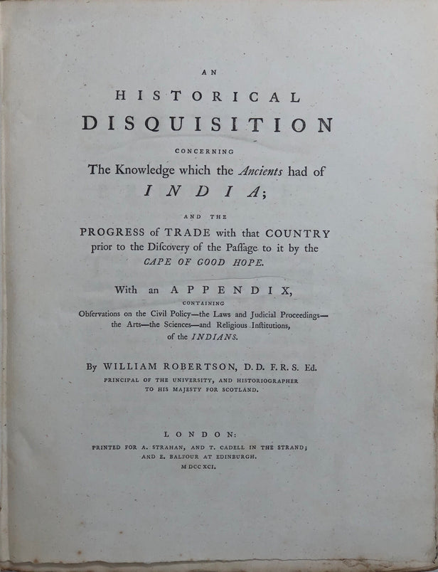 An Historical Disquisition concerning The Knowledge which the Ancients had of India;