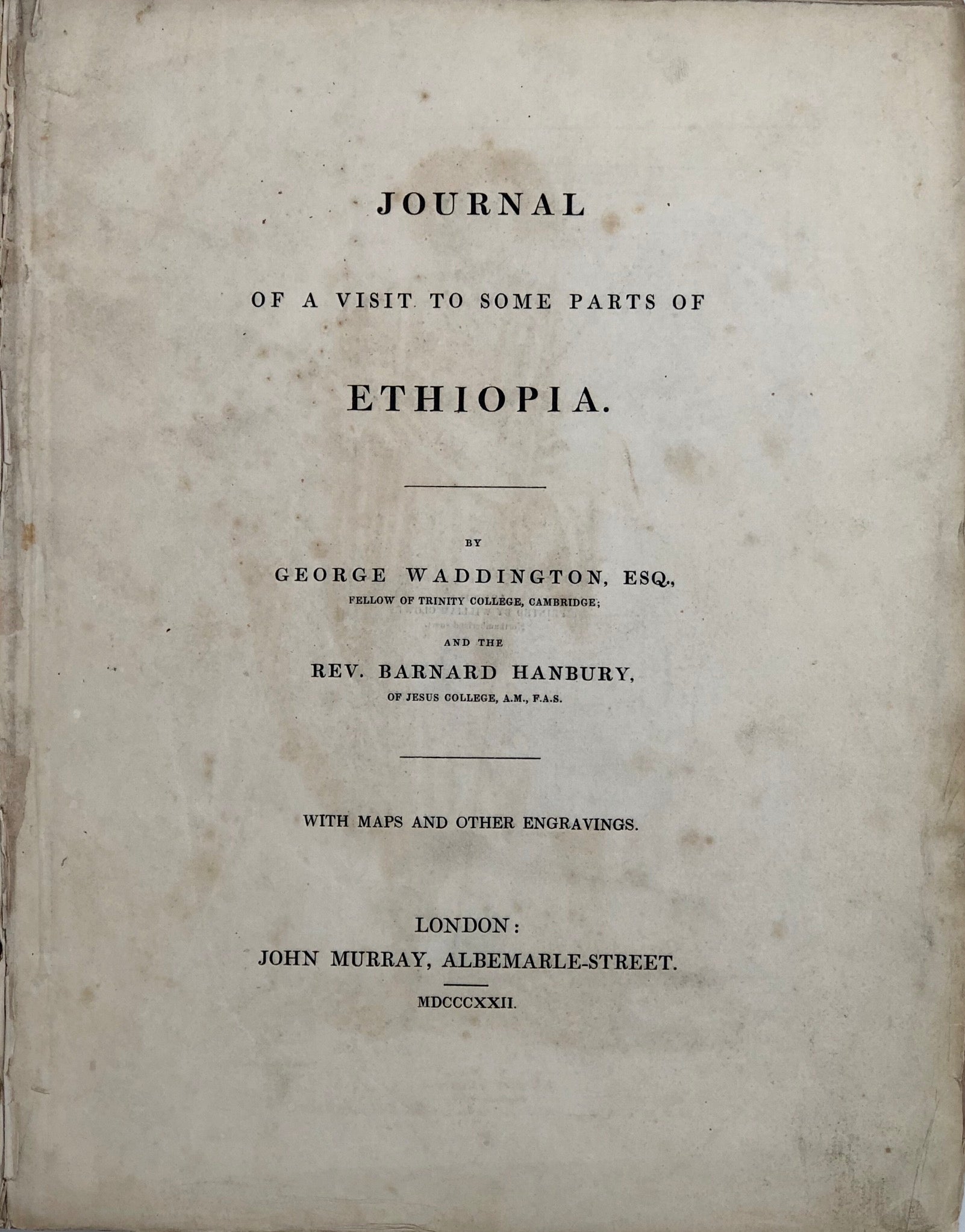 Journal of a Visit to Some Parts of Ethiopia.