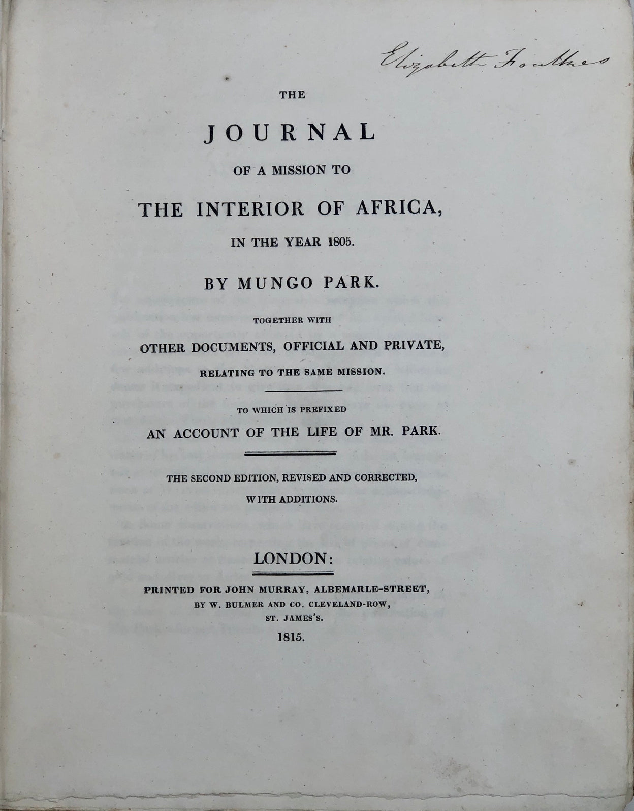 The Journal of a Mission to the Interior of Africa in the Year 1805.