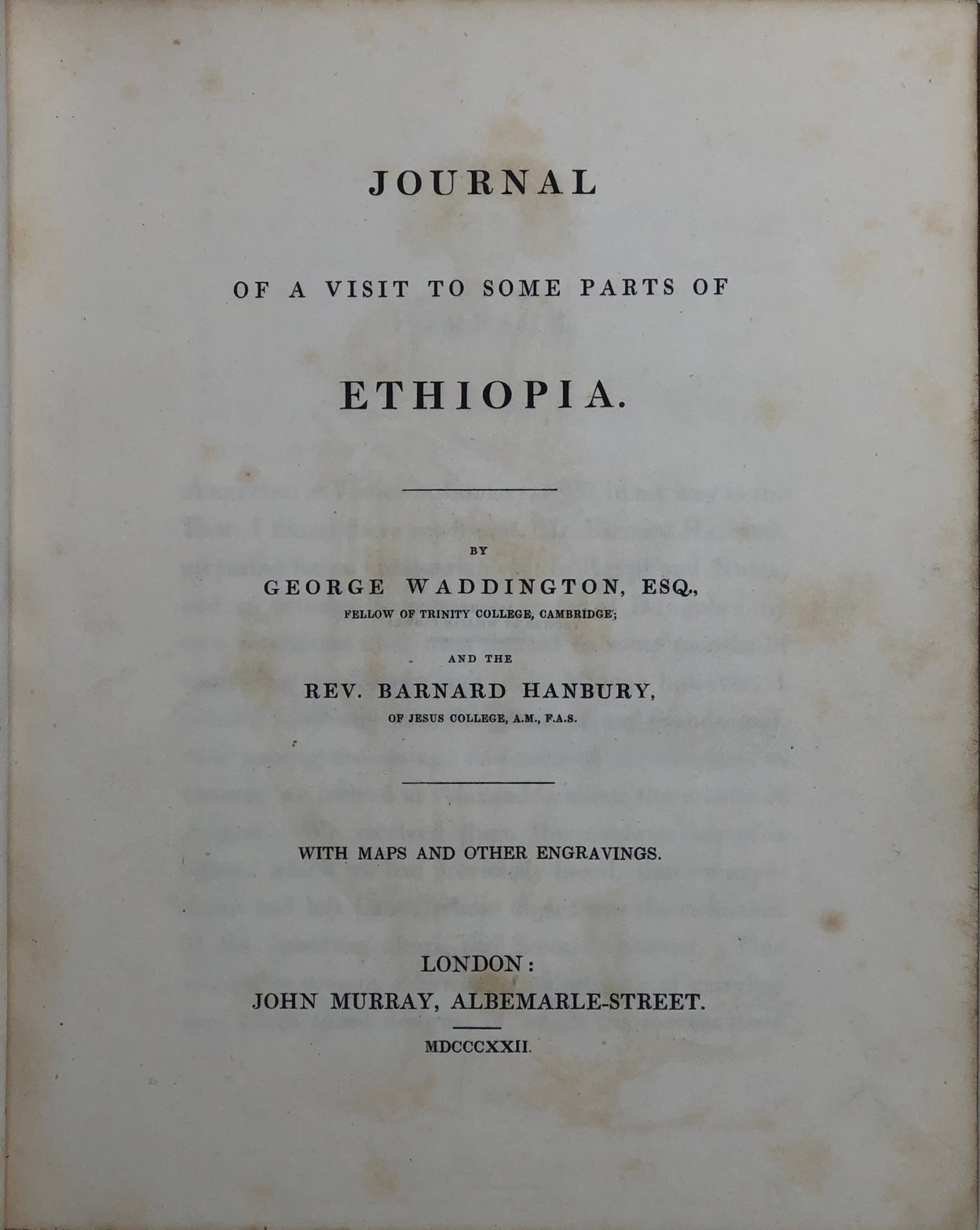 Journal of a Visit to Some Parts of Ethiopia.