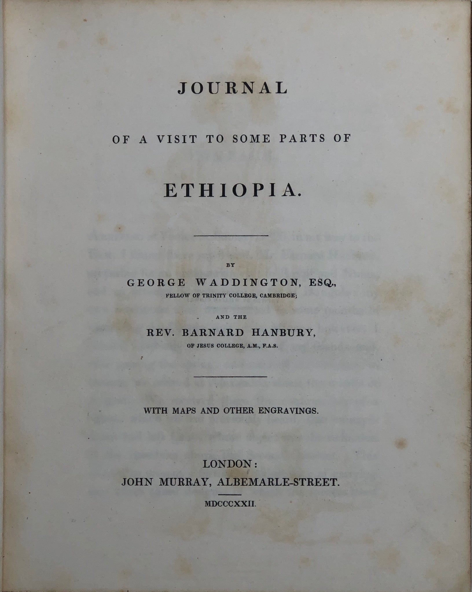 Journal of a Visit to Some Parts of Ethiopia.