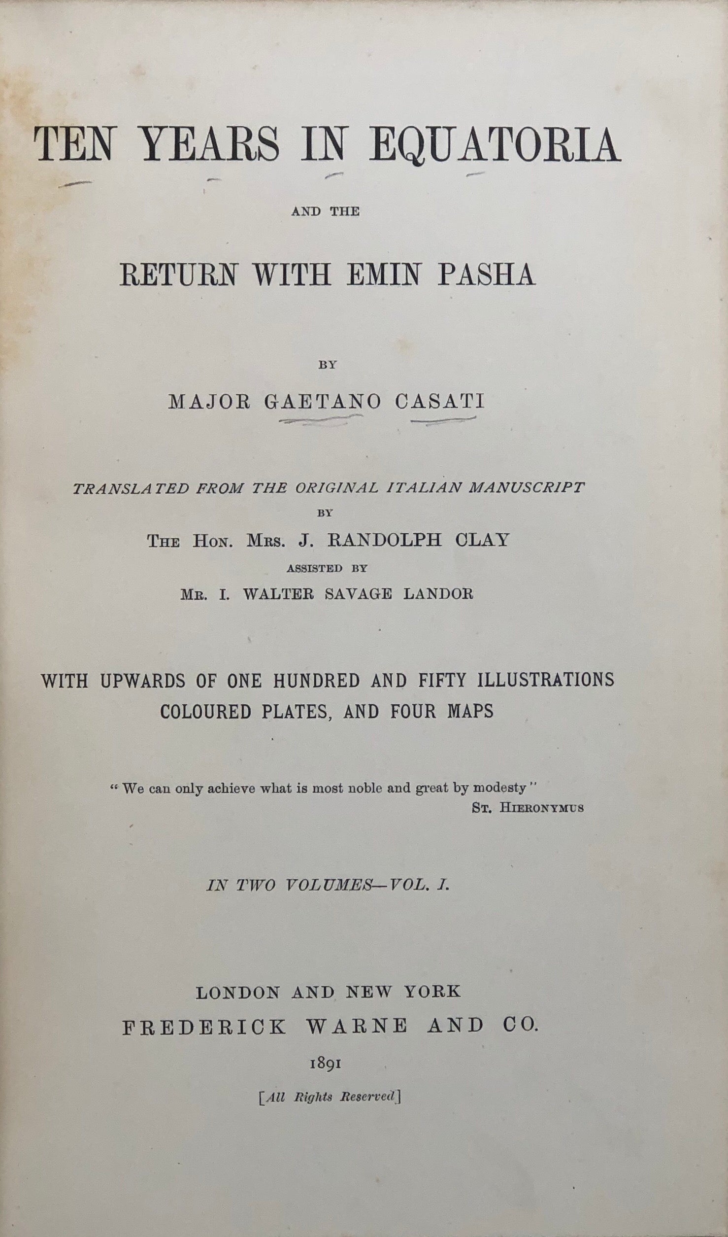 EMIN PASHA RELIEF EXPEDITION COLLECTION 10 VOLS