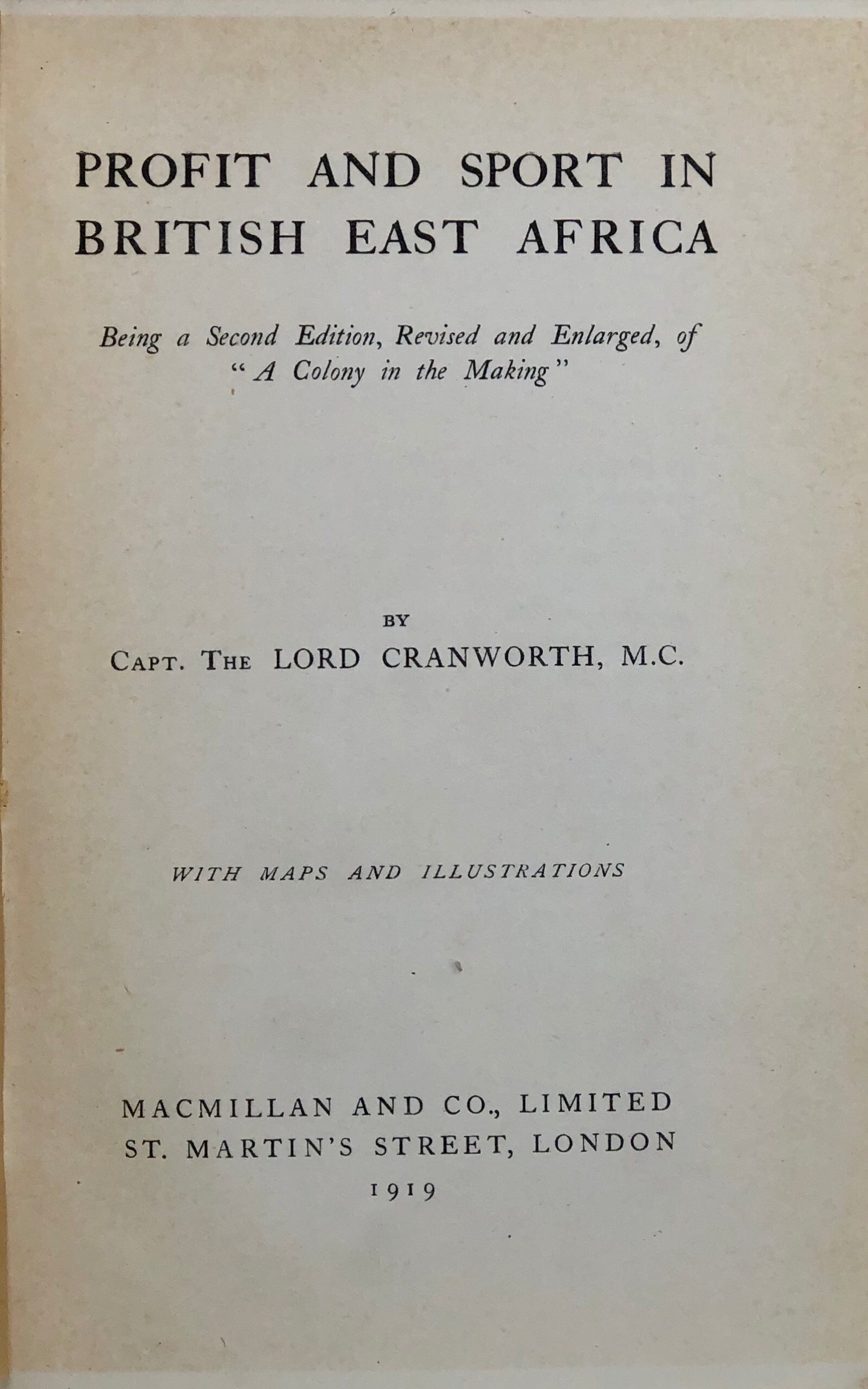 A Profit and Sport in British East Africa.
