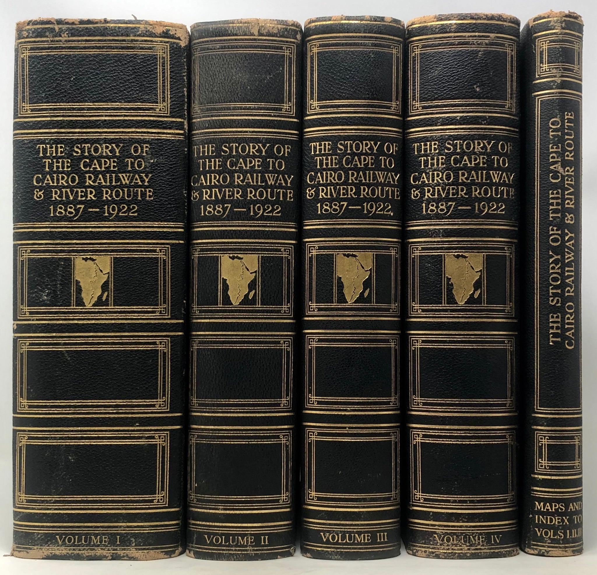 The Story of the Cape to Cairo Railway and River Route, from 1887 to 1922. Volumes 1 to 4, the 5th volume comprising a slip case containg 12 large coloured, folding maps,