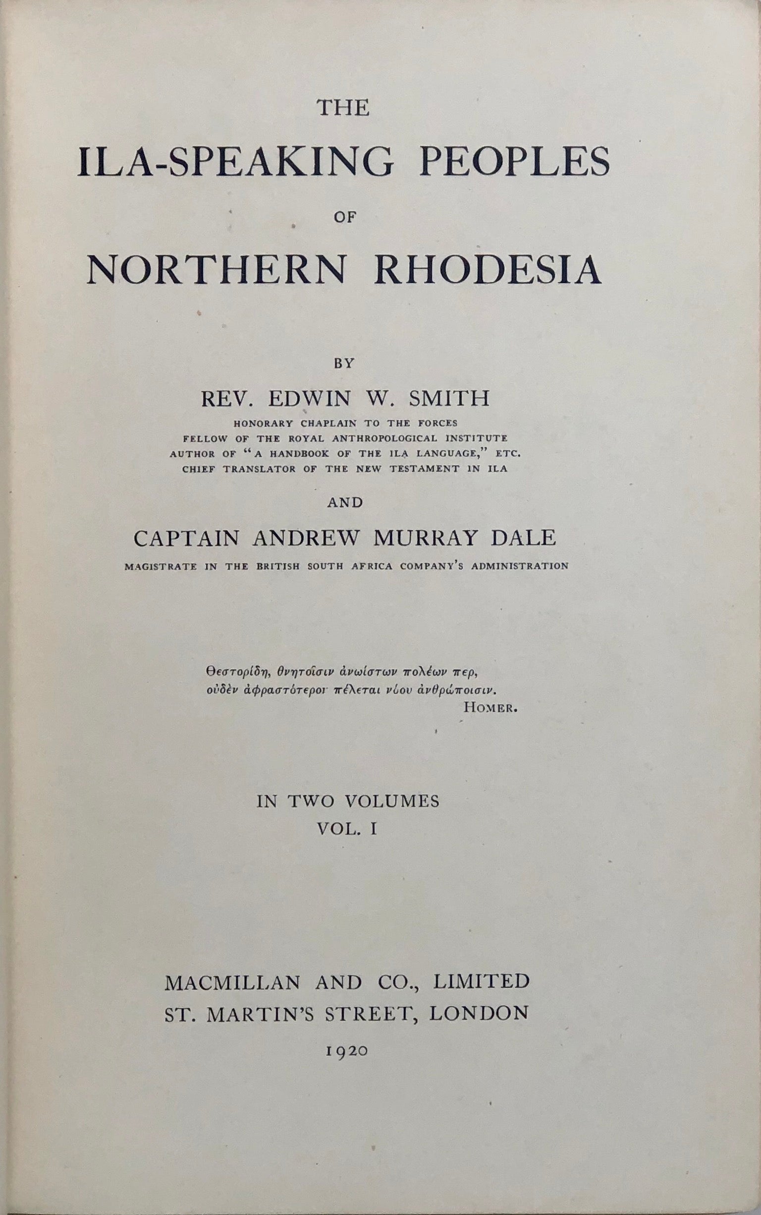 The Ila-Speaking peoples of Northern Rhodesia.