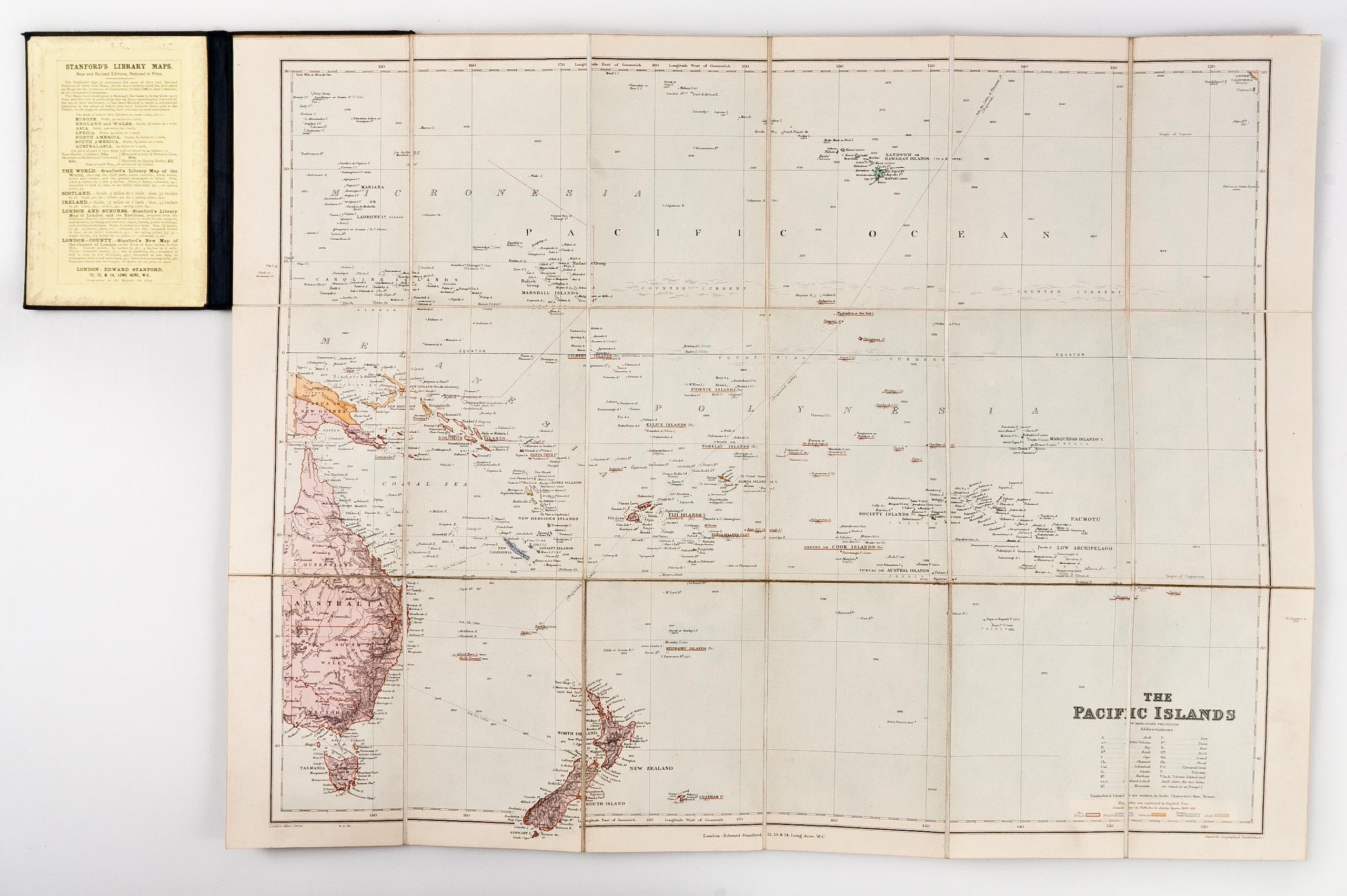 LONDON ATLAS MAP OF THE PACIFIC ISLANDS