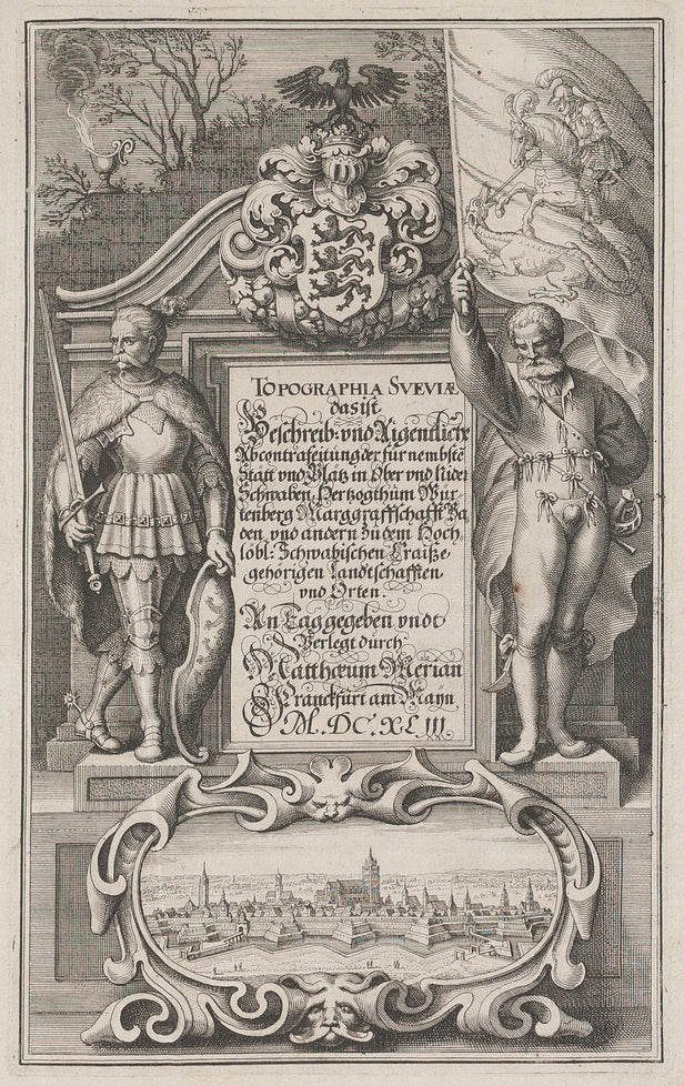Topographia Sueviae das ist Beschreib- und Aigentliche Abcontrafeitung der fürnembsten Stätt und Plätz in Ober und Nider Schwaben, Herzogthum Würtenberg Marggraffschafft Baden und andern zu dem Hochlöbl: Schwabischen Craiße gehörigen Landtschafften und Or