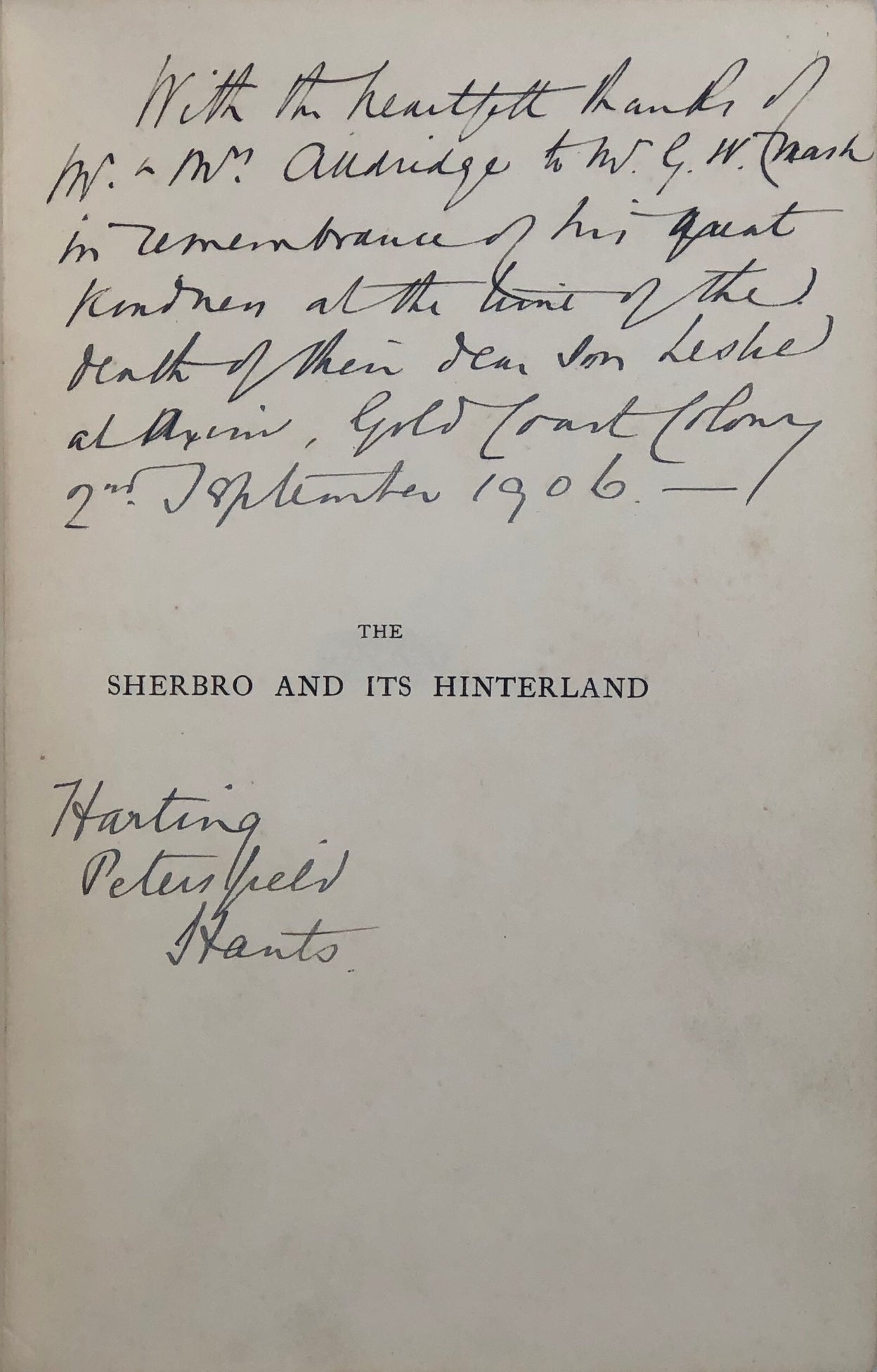 The Sherbro and Its Hinterland.