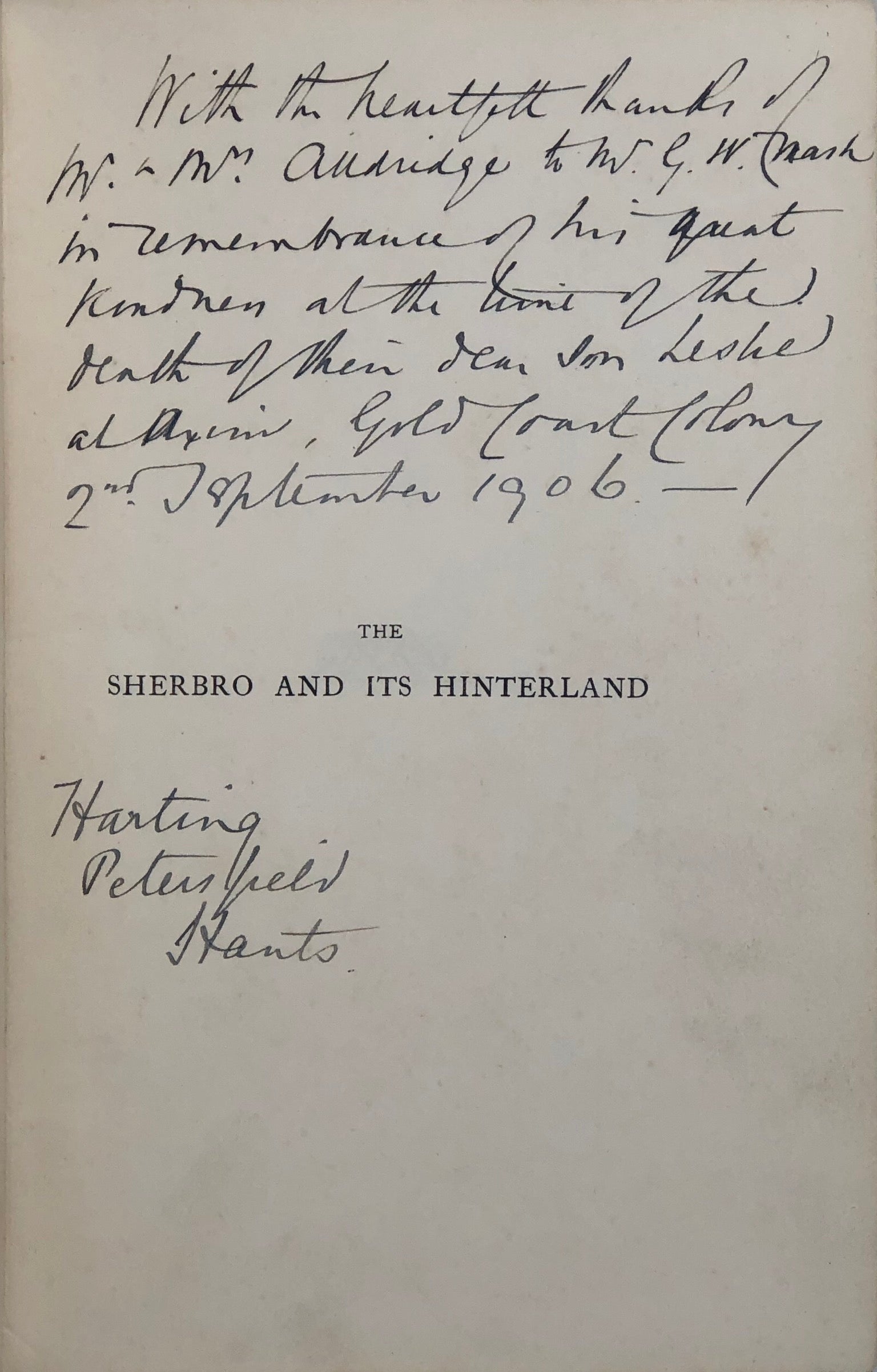 The Sherbro and Its Hinterland.