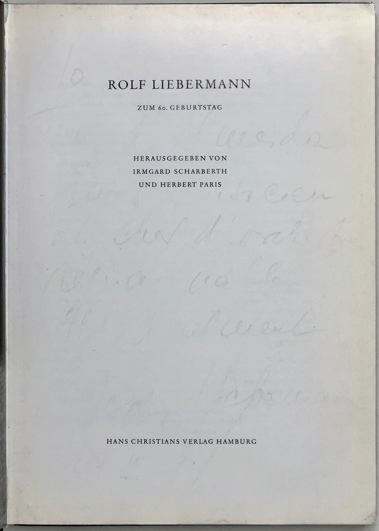 Rolf Liebermann zum sechzigsten Geburtstag