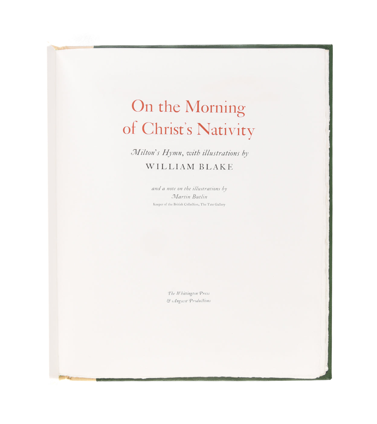 On the Morning of Christ's Nativity. Milton's Hymn, with illustrations by William Blake.