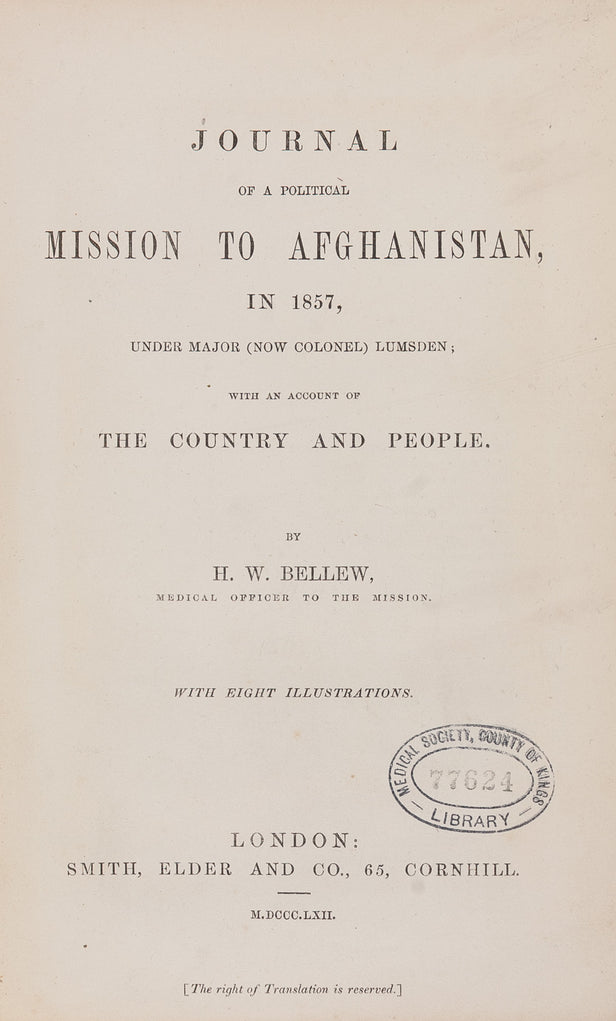 Journal of a Political Mission to Afghanistan, in 1857, under Major (now Colonel) Lumsden; with an Account of the Country and People.