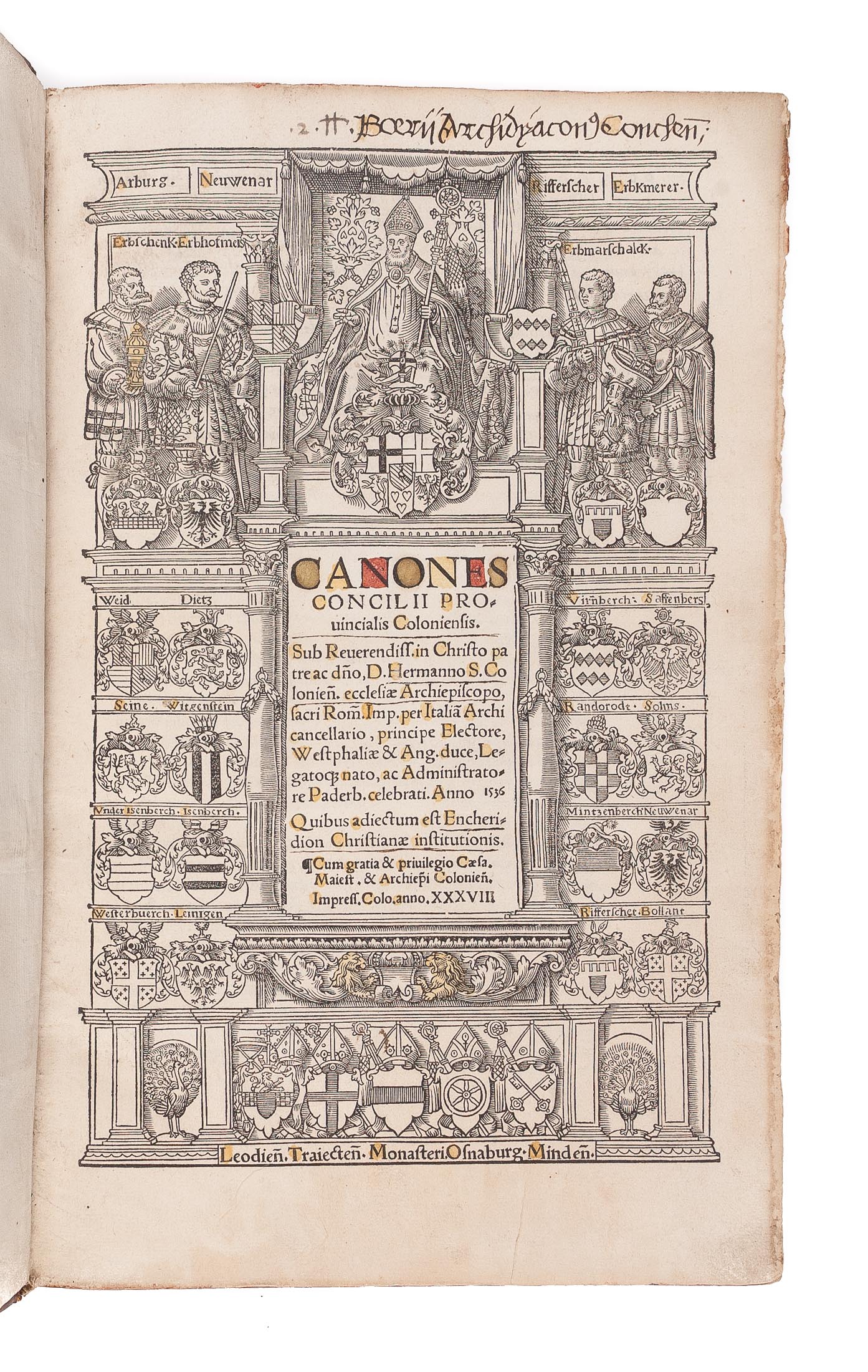 Canones concilii provincialis Coloniensis... celebrati anno 1536. Quibus adiectum est Encheridion christianae institutionis.