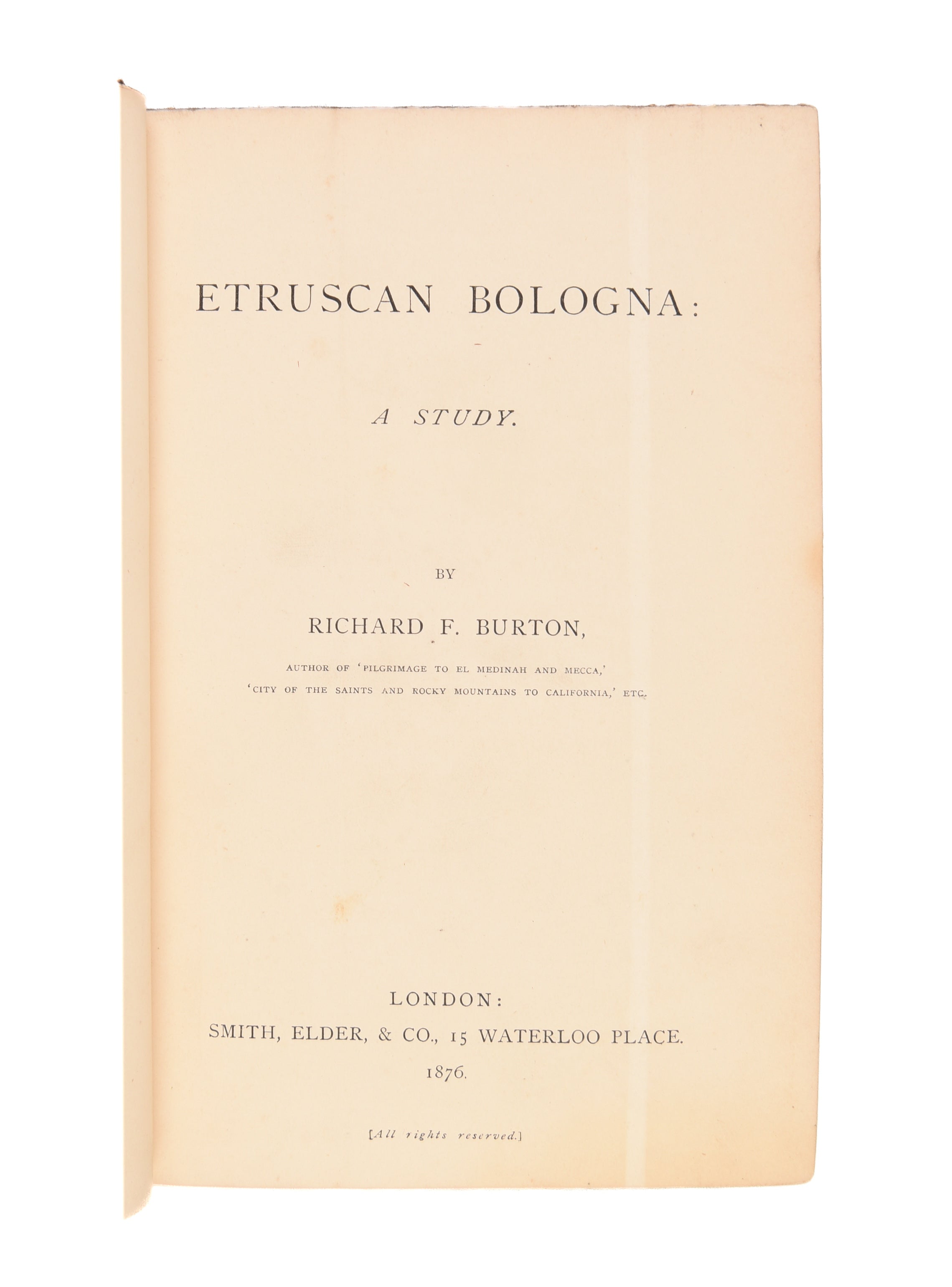 Etruscan Bologna: A Study.