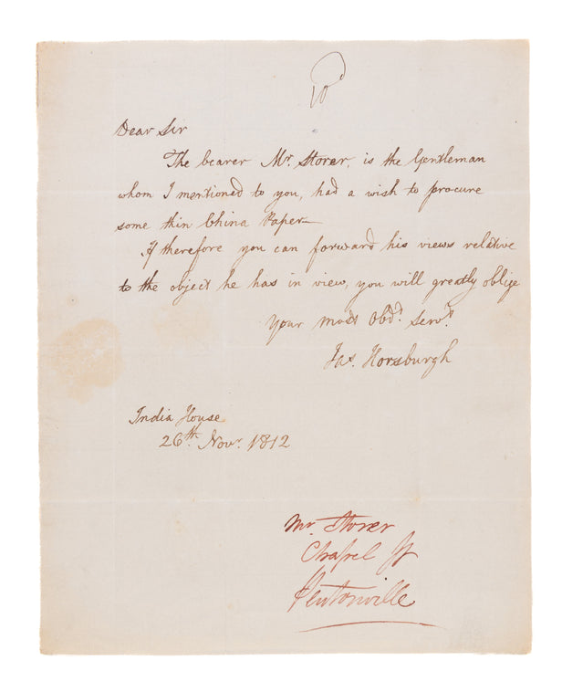 Autograph letter to Mr. Storer.