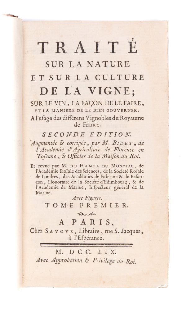 Trait sur la nature et sur la culture de la vigne: