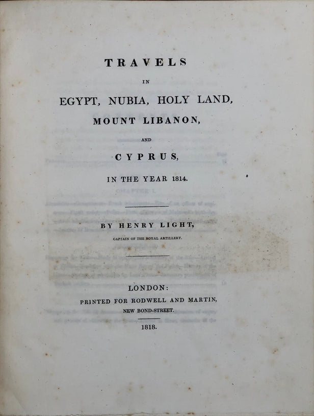 Travels in Egypt, Nubia, Holy Land, Mount Libanon, and Cyprus, in the Year 1814.