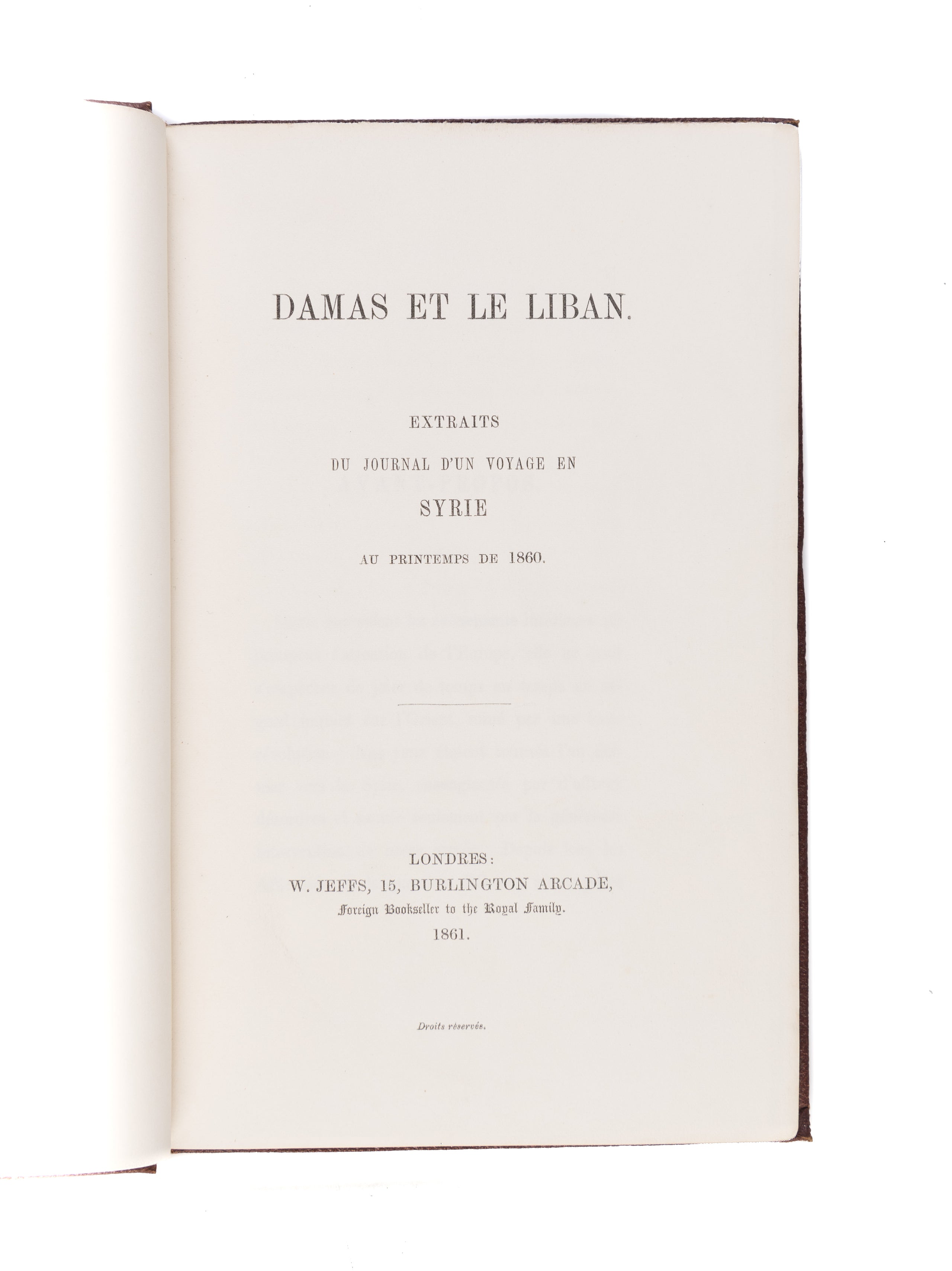 Damas et le Liban. Extraits du Journal d'un Voyage en Syrie au printemps de 1860.