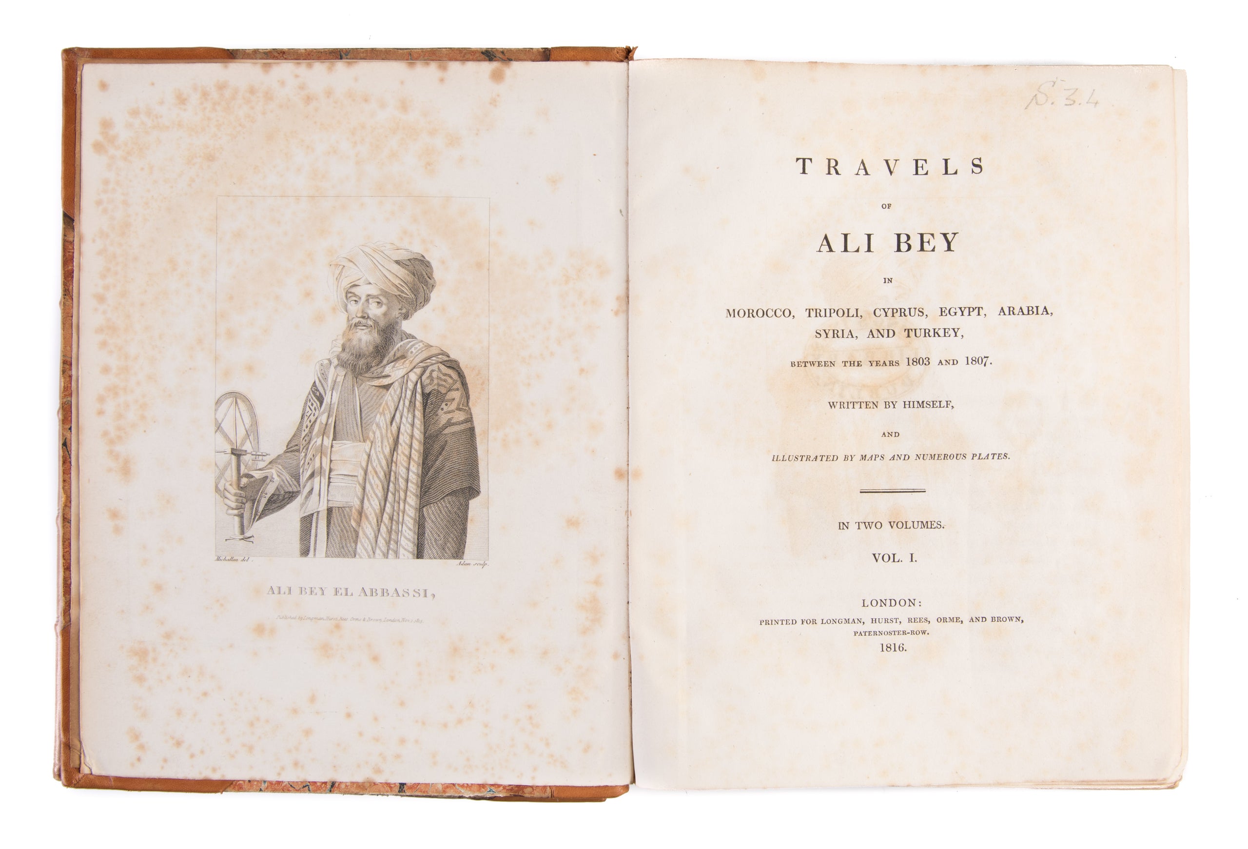 Travels of Ali Bey in Morocco, Tripoli, Cyprus, Egypt, Arabia, Syria, and Turkey, between the years 1803 and 1807.