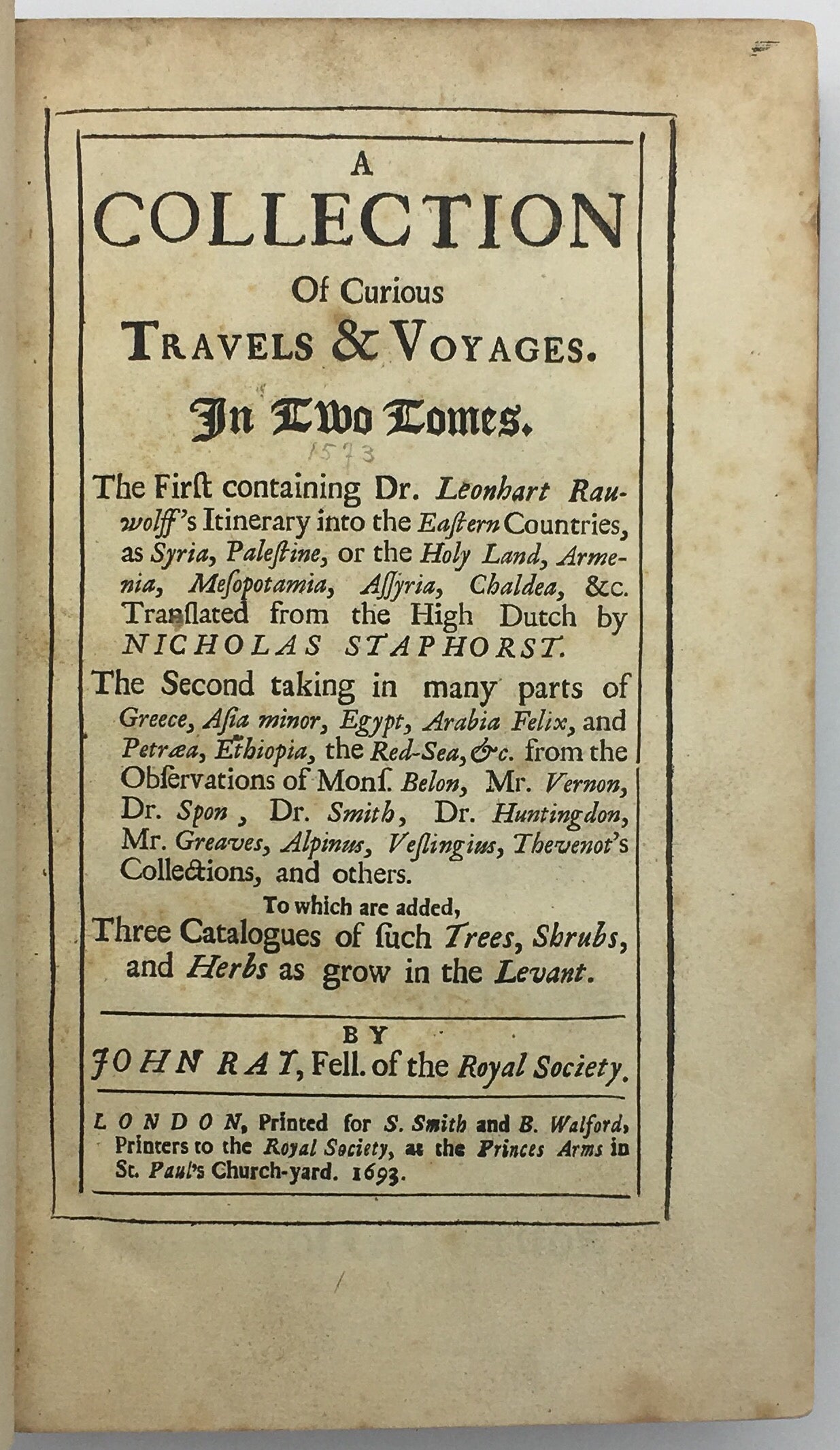 A Collection of Curious Travels and Voyages.
