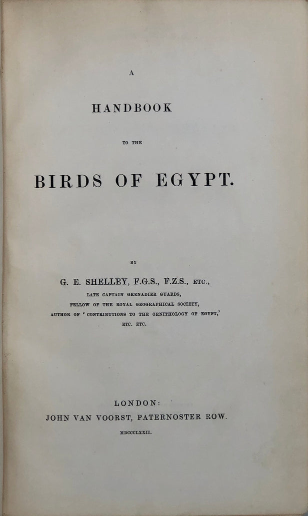 A Handbook to the Birds of Egypt.
