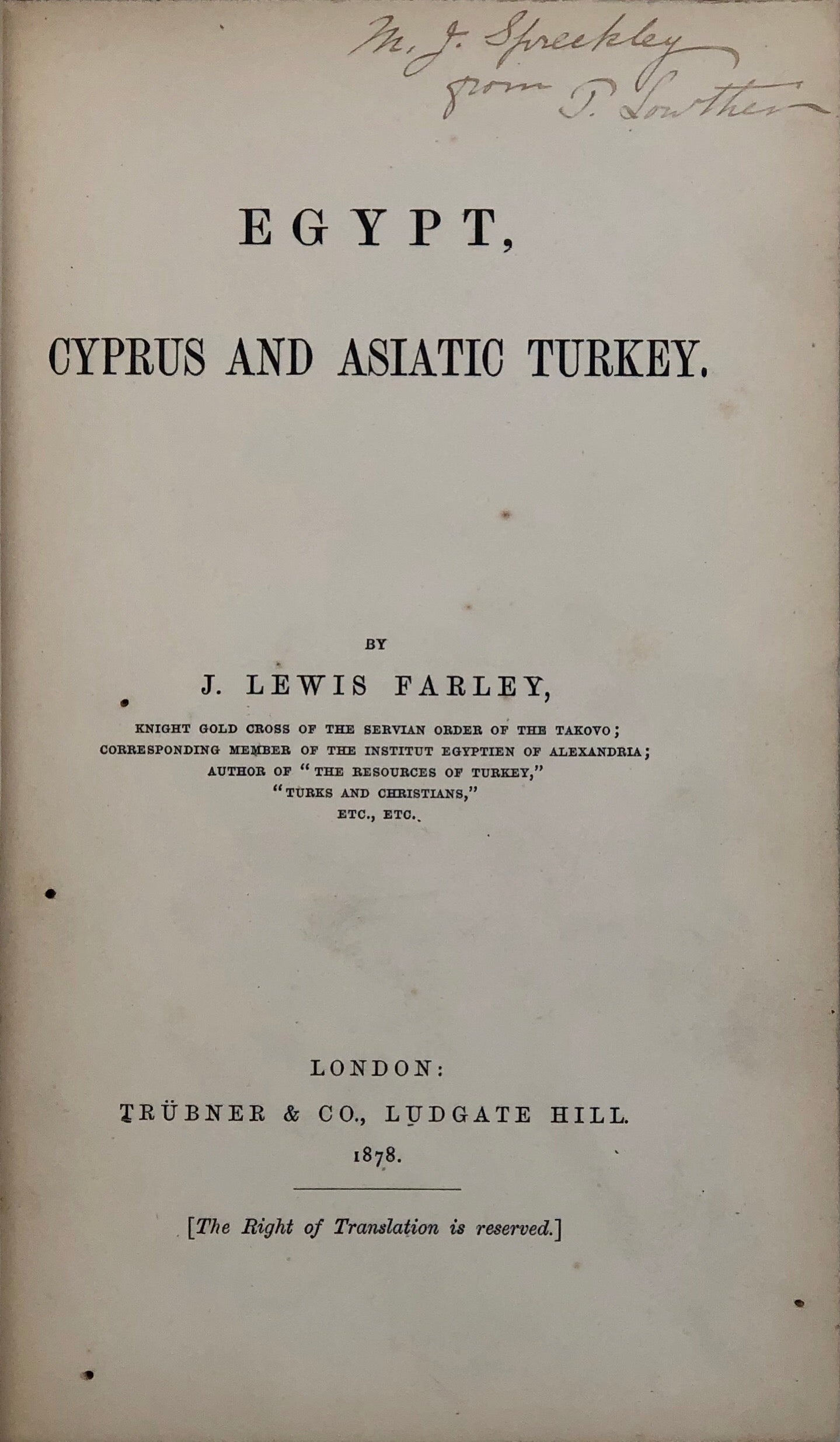Egypt, Cyprus and Asiatic Turkey.