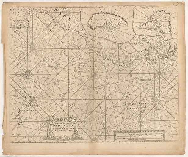 A Chart of the Coast of Barbaria with the Western, Canaria, & C. de Verd, Isles.   [London: Mount & Page, ca. 1730]