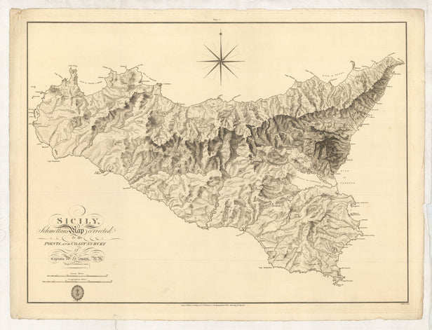 Sicily, Schmettau's Map corrected to the Points and Coast Survey of Captain W.H. Smyth, ...