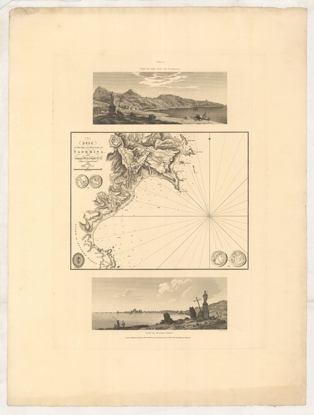 [composite sheet] View of the City of Taormina. // Plan of the Bay and Environs of Taormina, ... // View of Schiso Point.