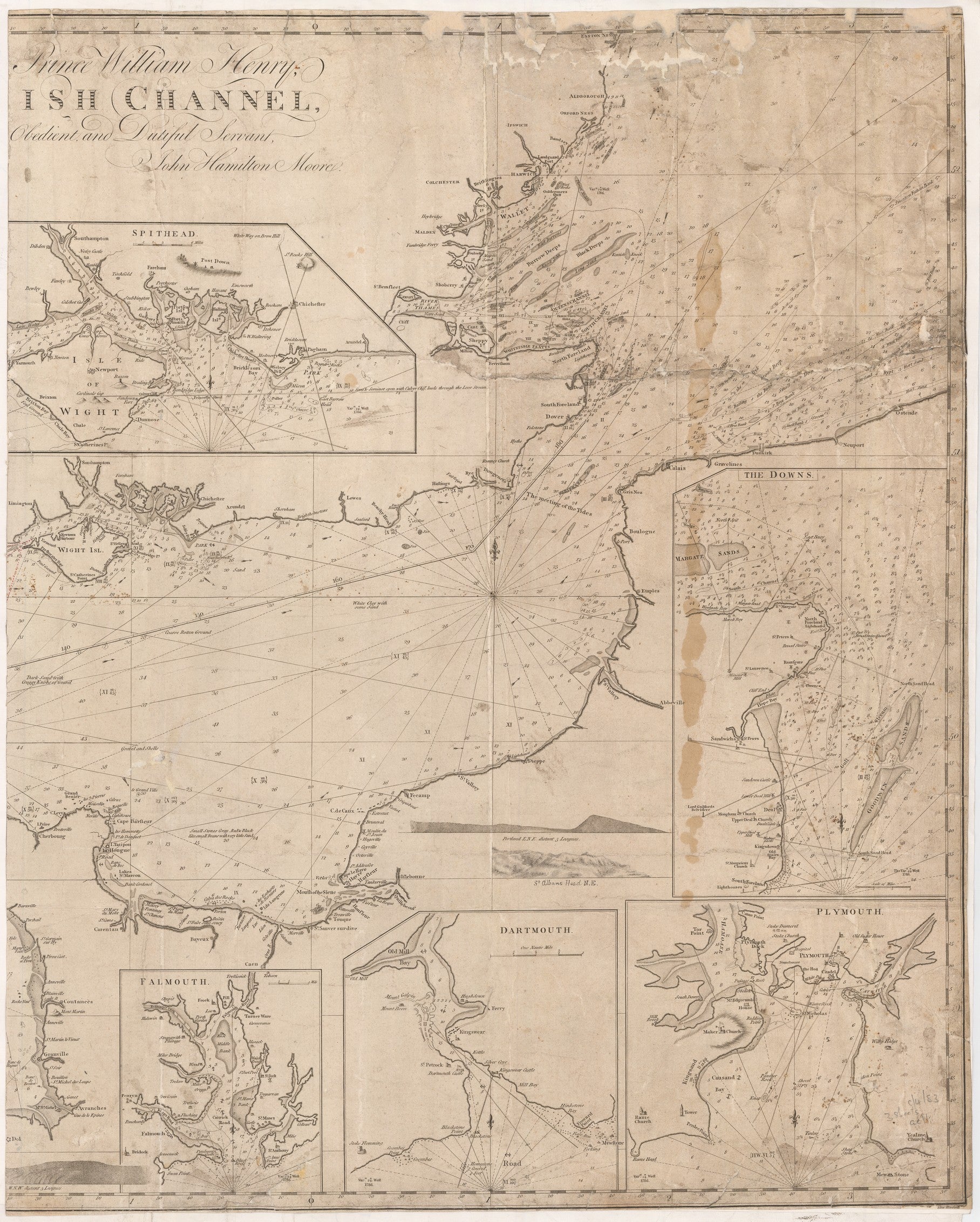 [Untitled Map of the English Channel] To His Royal Highness Prince William Henry, this Chart of the British Channel, is most humbly dedicated ...