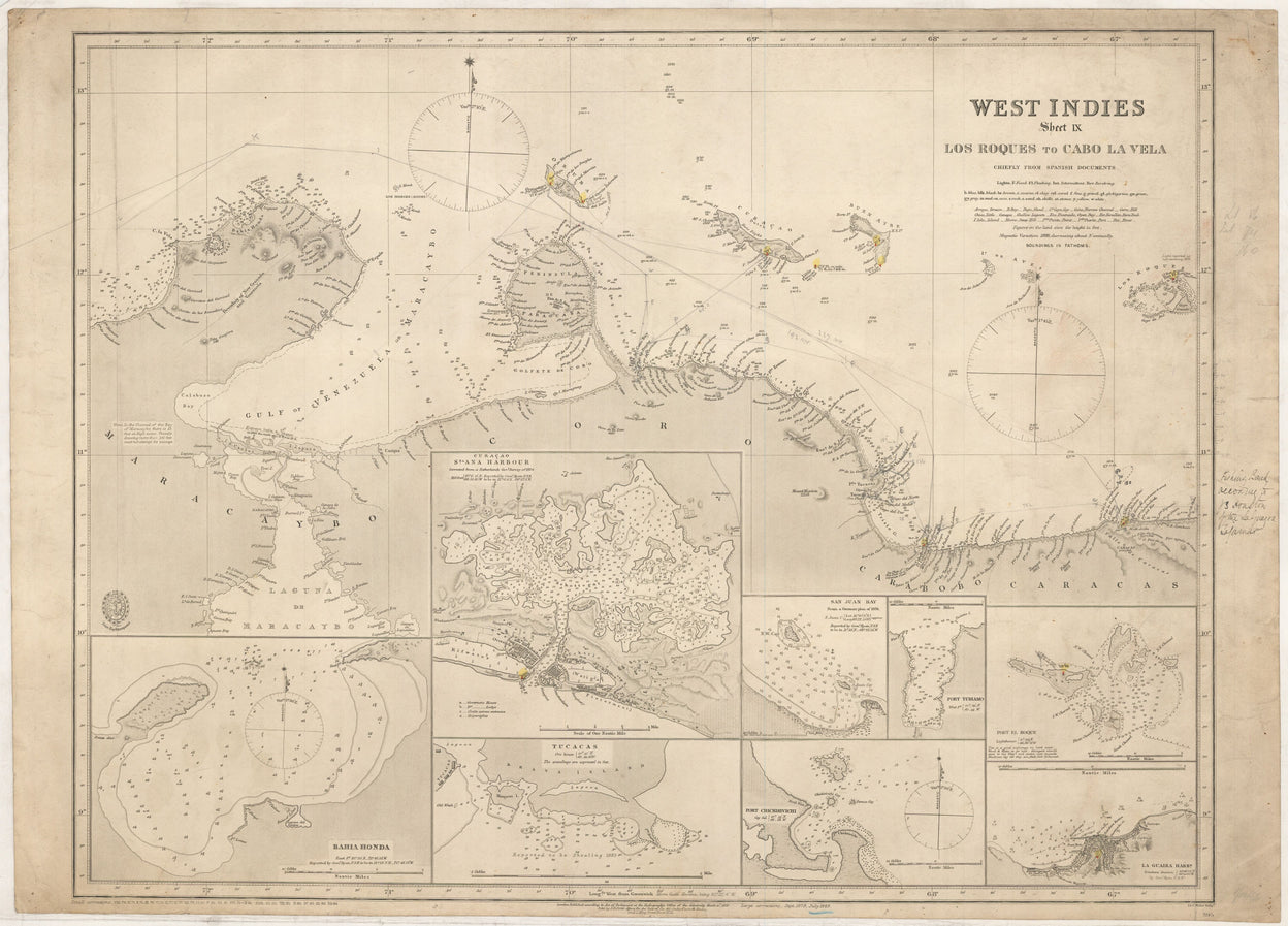 West Indies Sheet IX  Los Roques to Capo La Vela chiefly from Spanish documents ...