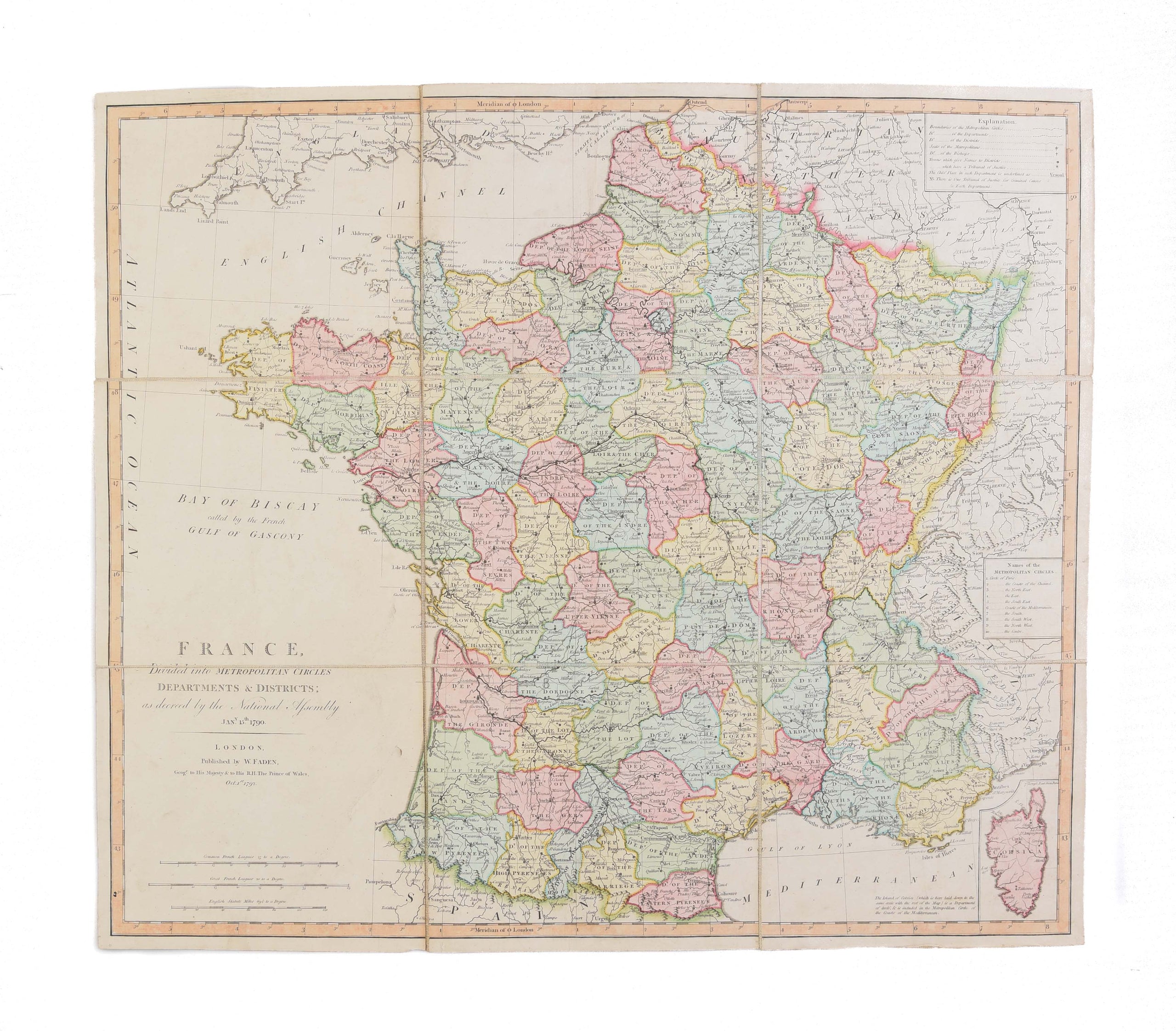 France, divided into Metropolitan Circles Departments & Districts; as decreed by the National Assembly Jany. 15th. 1790. ...