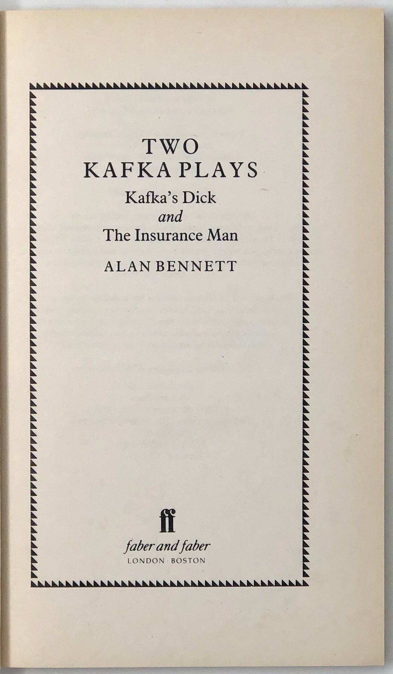 Two Kafka Plays. Kafka's Dick and The Insurance Man.