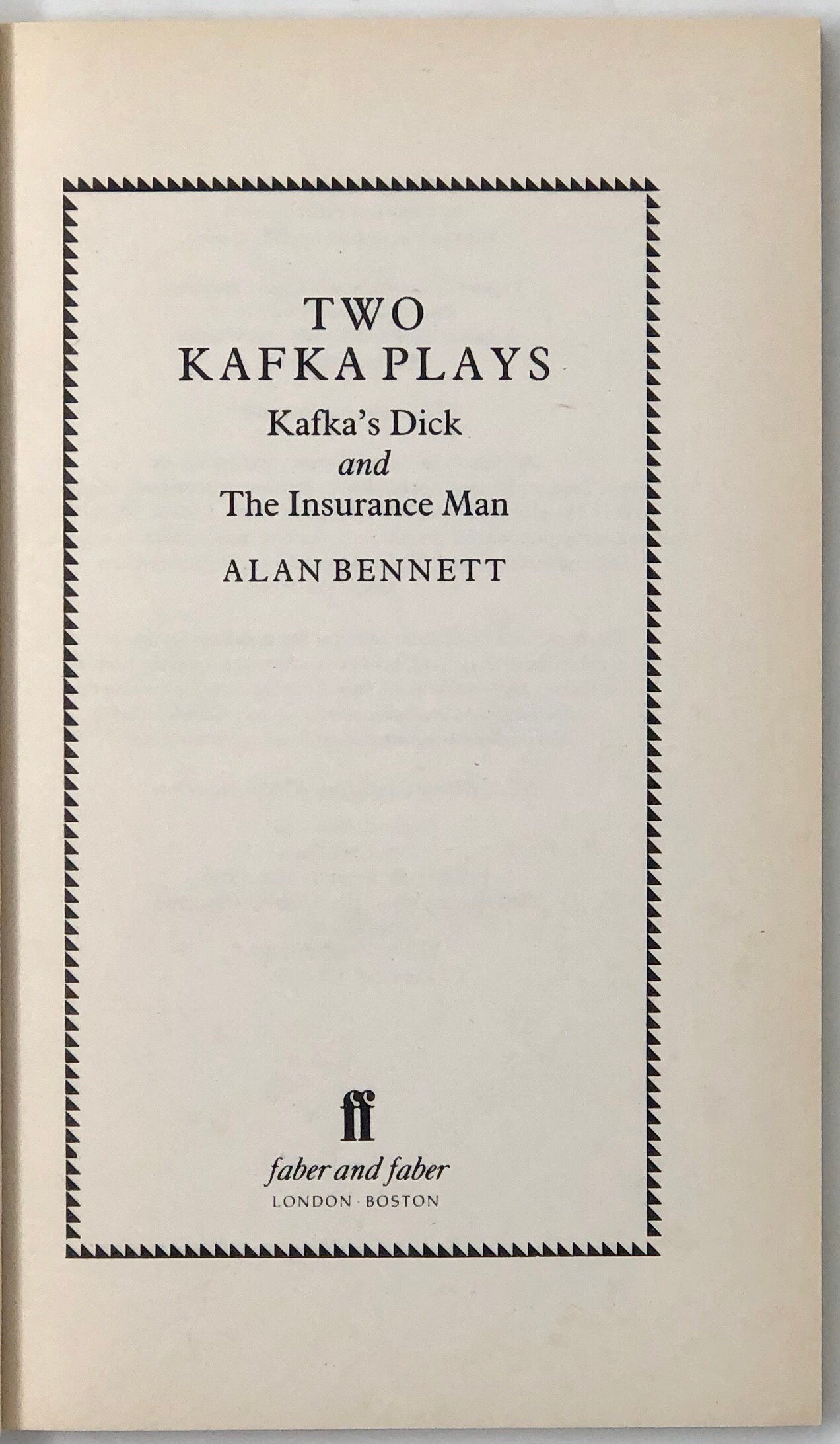 Two Kafka Plays. Kafka's Dick and The Insurance Man.