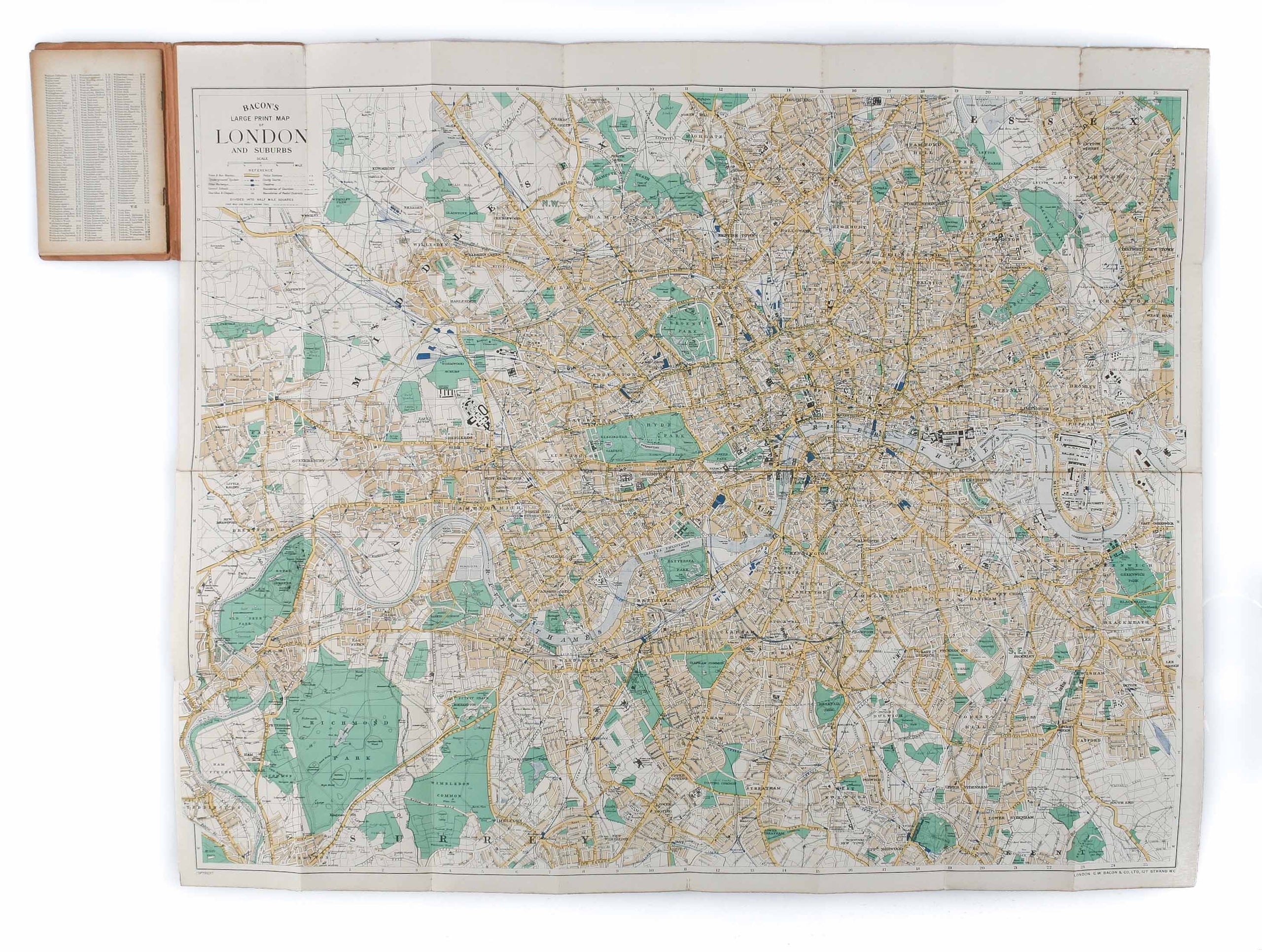 Bacon's Large Print Map of London and suburbs.
