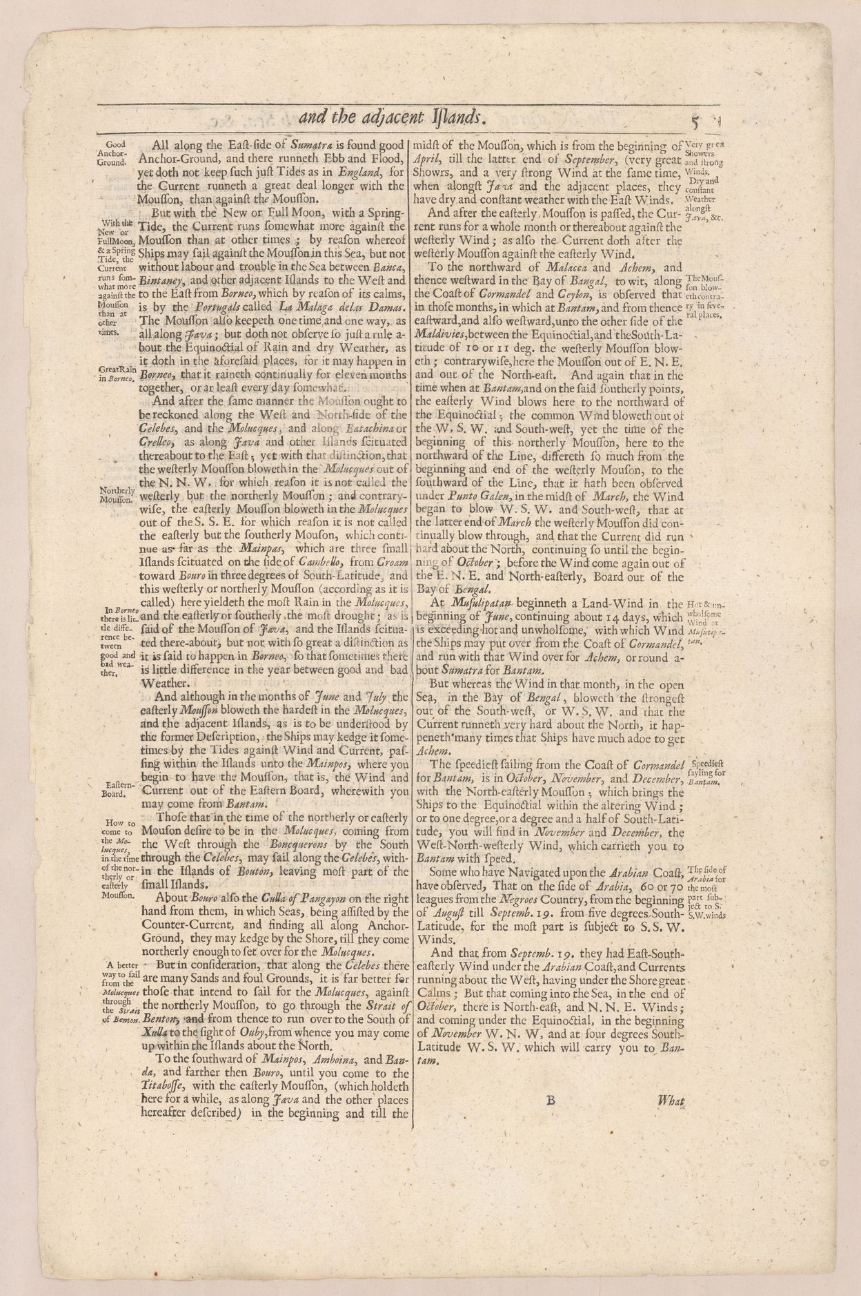 The English Pilot. The Third Book. Describing the Sea-Coasts, Capes, Headlands, Straits, Soundings, Sands, Shoals, Rocks and Dangers. The Islands, Bays, Roads, Harbors and Ports in the Oriental Navigation. Shewing the Properties and Nature of the Winds an