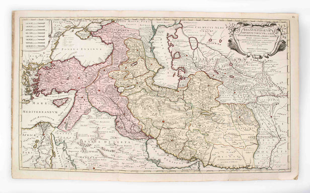 Regnum Persicum Imperium Turcicum in Asia Russorum Provinciae ad Mare Caspium aliaeque regiones finitimae, item Pontum Euxini, Maris Caspii, ac Sinus Persici, novissimae ac fidelissimae delineationes ...