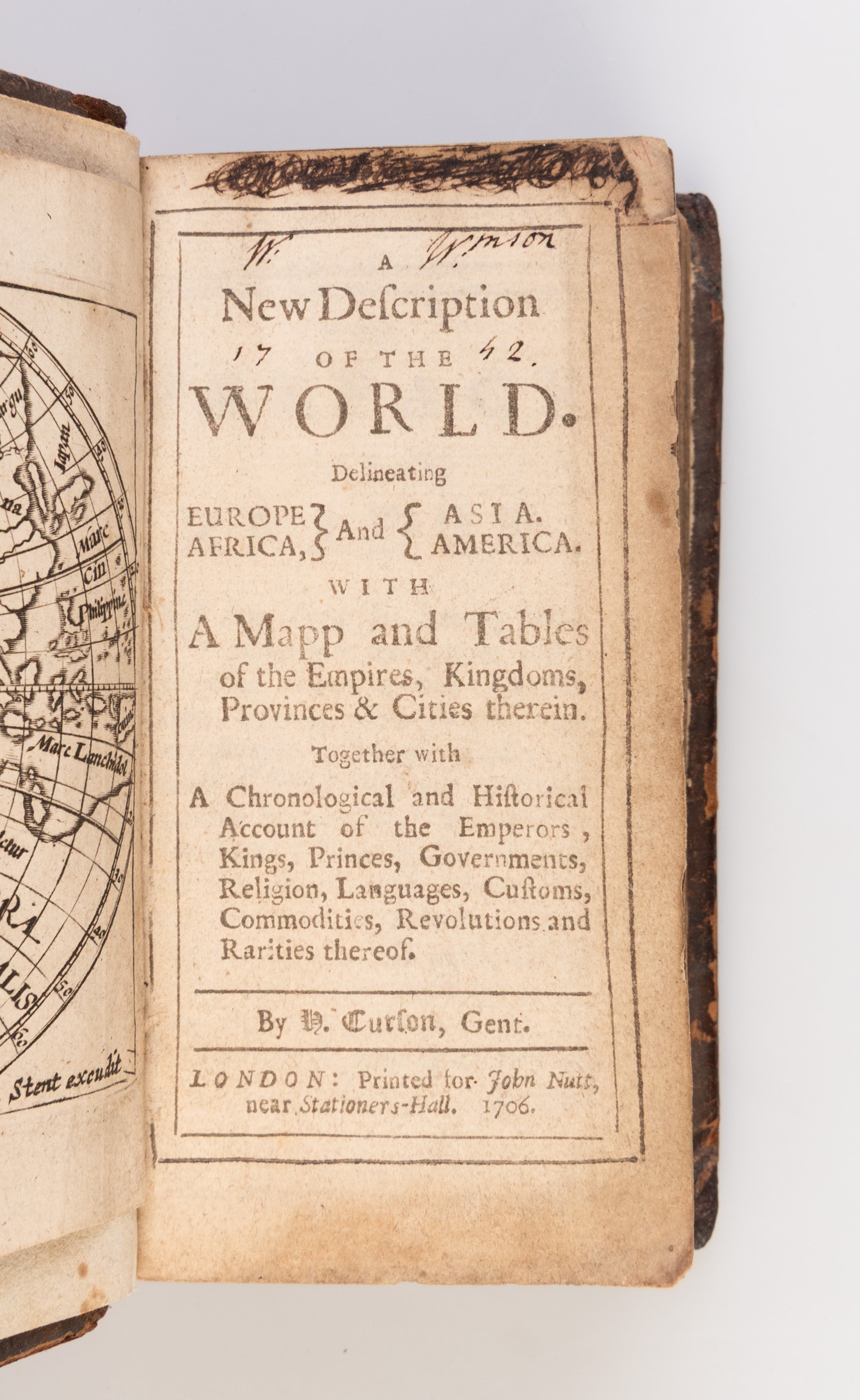 A New Description of the World delineated Europe, Africa and Asia, America. With a mapp and tables of the empires, kingdoms, provinces & cities therein. ...