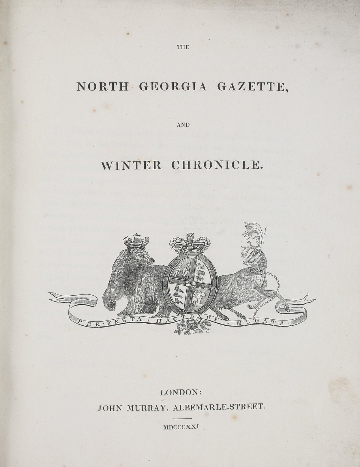 The North Georgia Gazette, and Winter Chronicle.