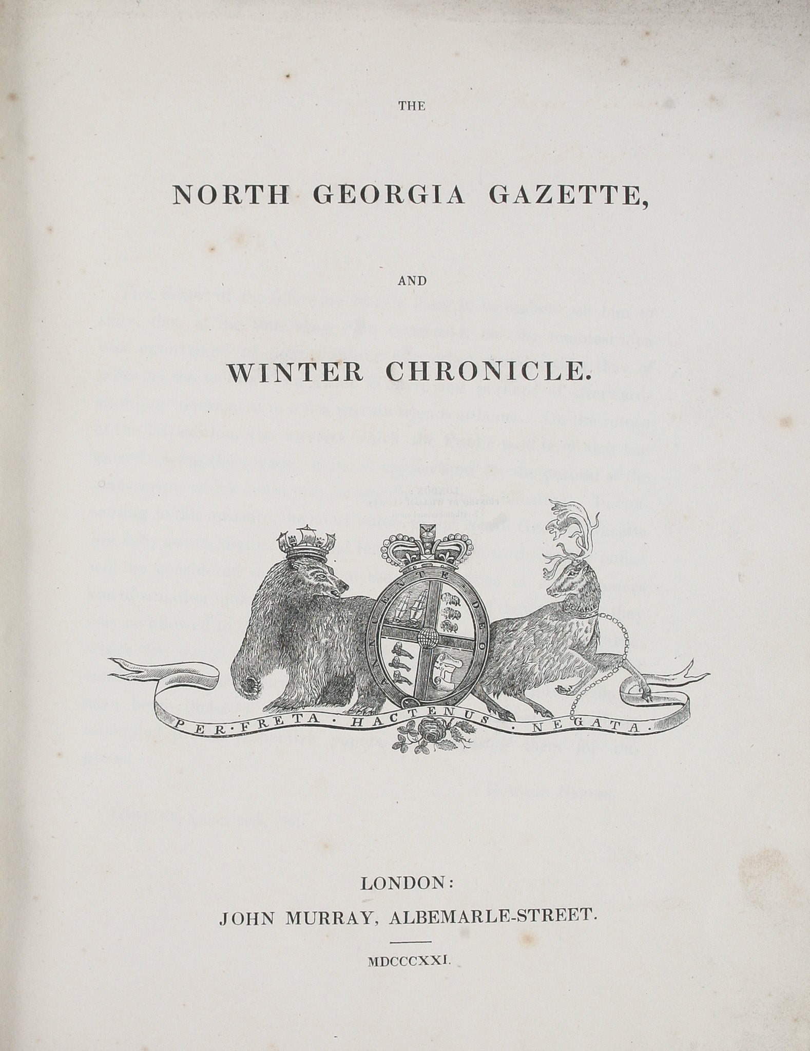 The North Georgia Gazette, and Winter Chronicle.
