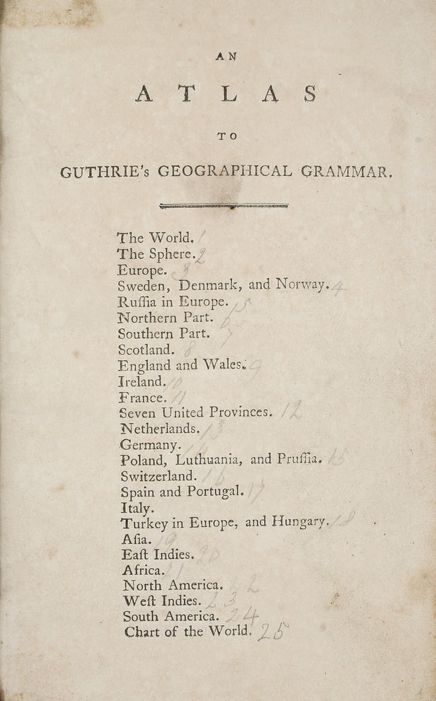 An Atlas to Guthrie's Geographical Grammar. ...
