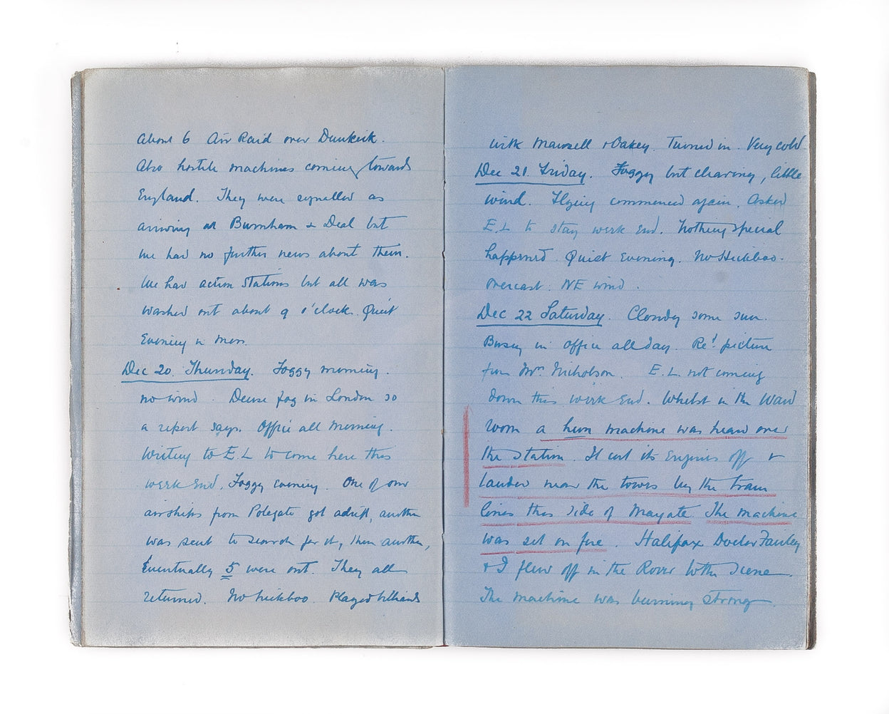 Manuscript diaries, July 1915 - March 1919. R.N.V.R. & R.A.F.