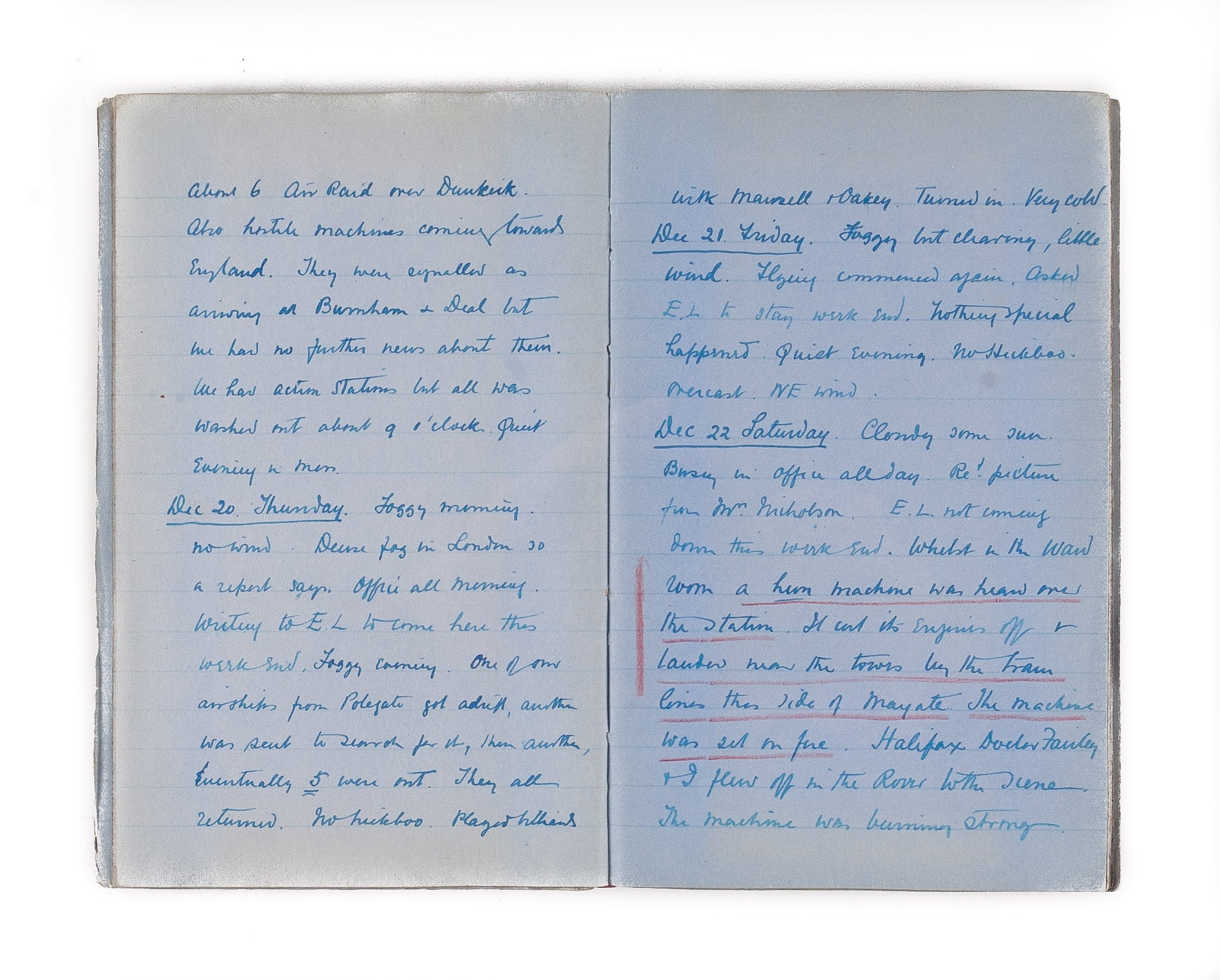 Manuscript diaries, July 1915 - March 1919. R.N.V.R. & R.A.F.
