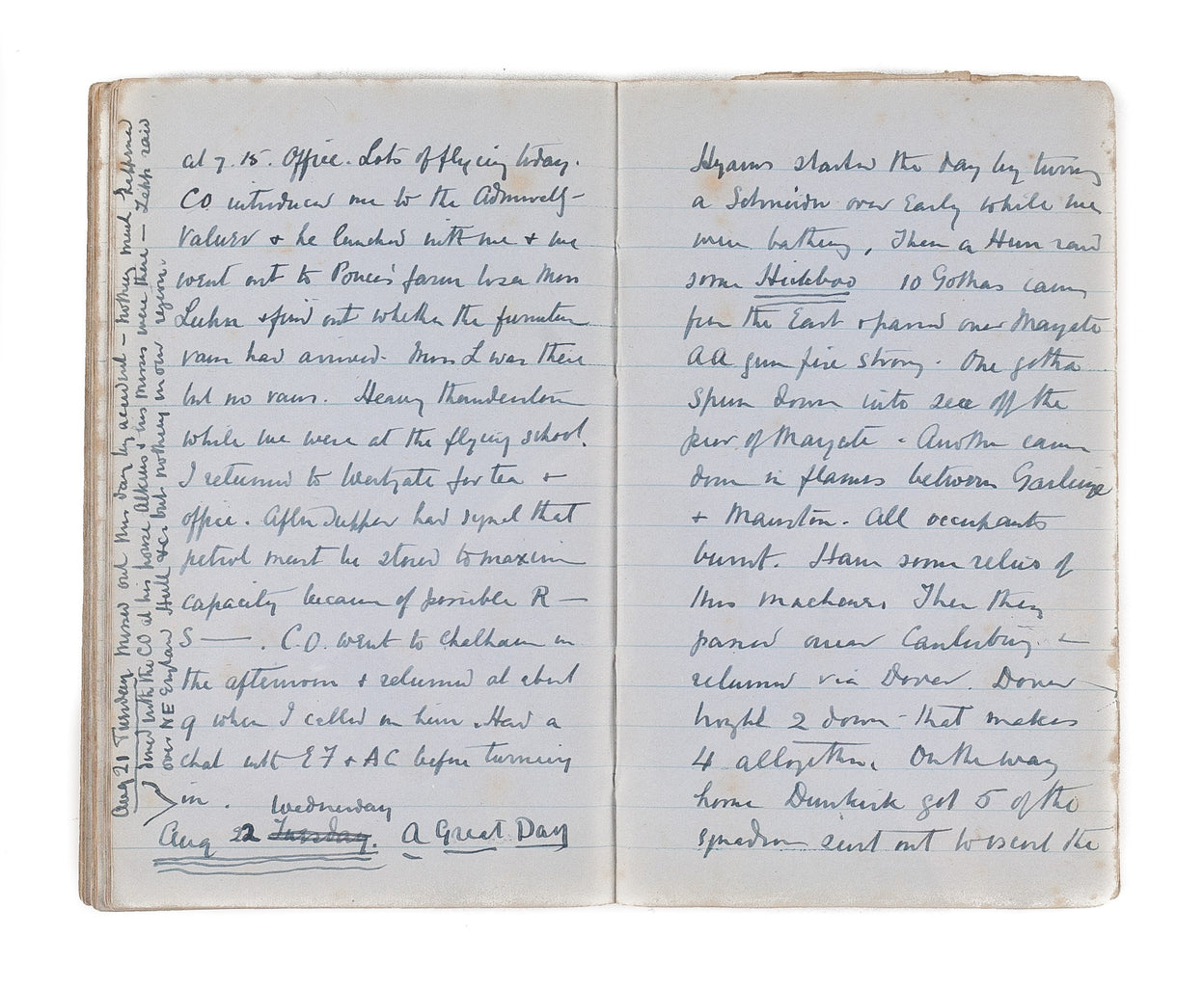 Manuscript diaries, July 1915 - March 1919. R.N.V.R. & R.A.F.